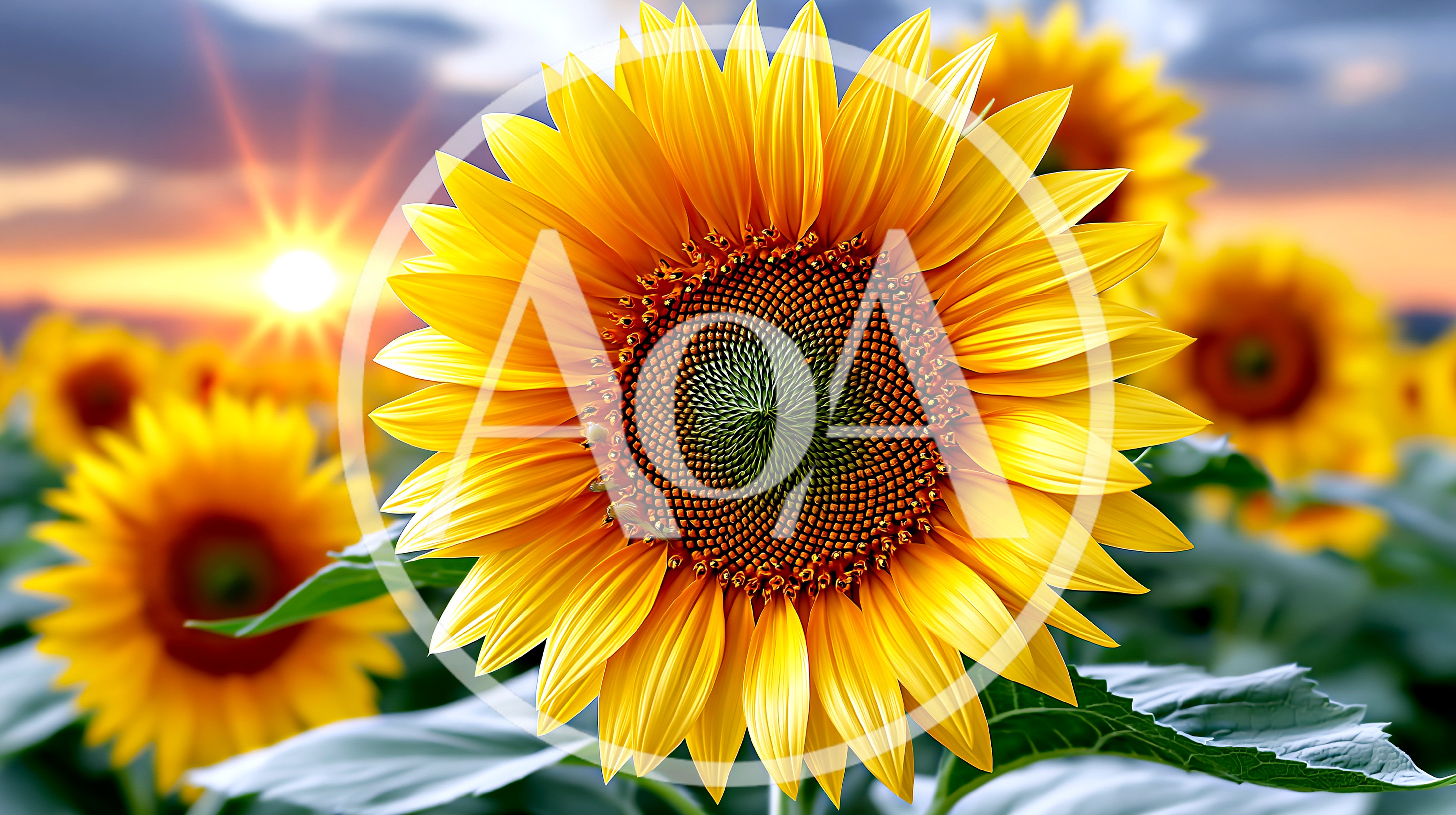 Vibrant Sunflowers Blooming In A Golden Sunset Field