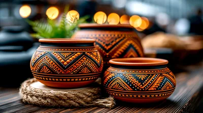 Handcrafted Terracotta Pots With Intricate Geometric Patterns