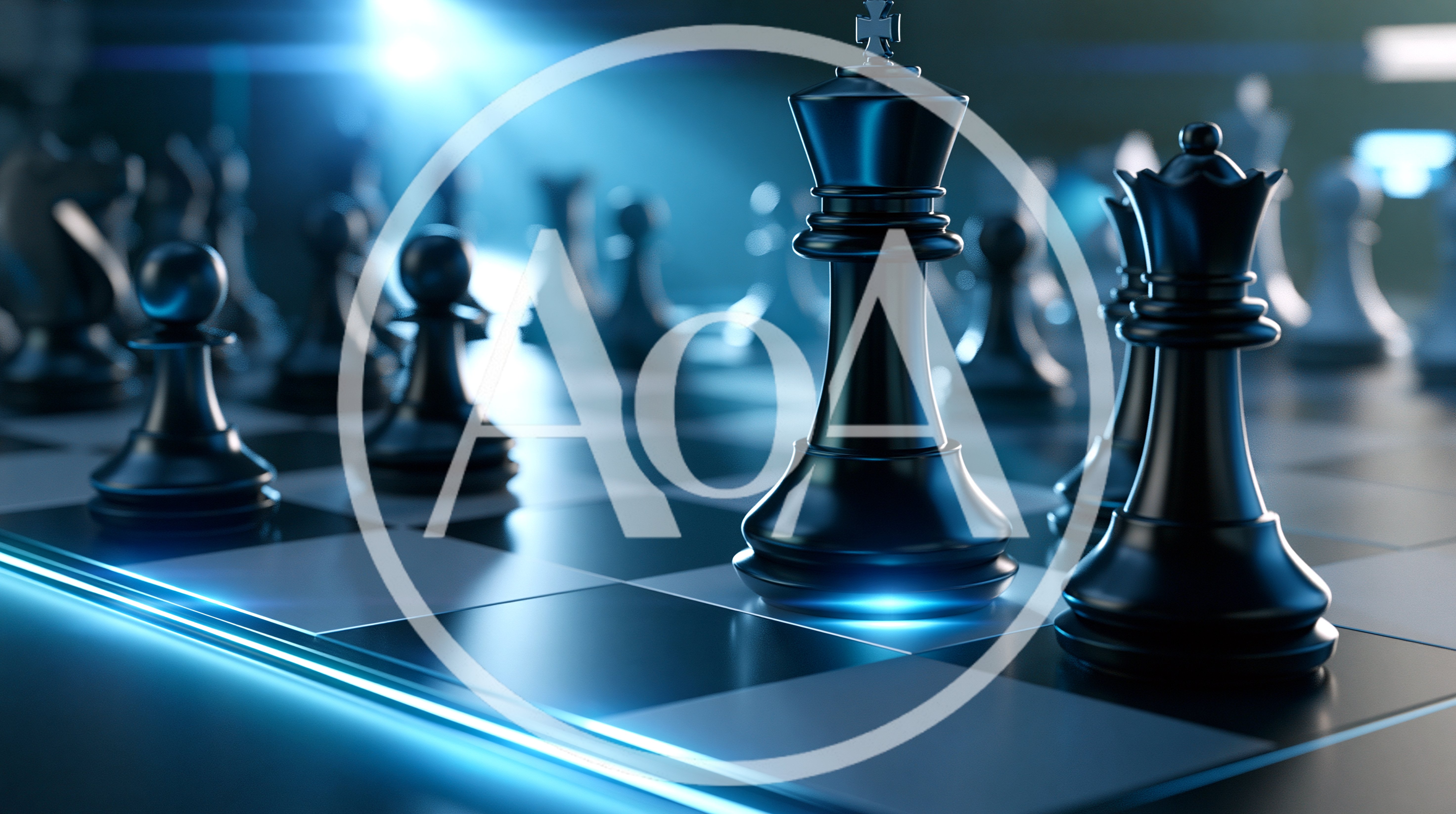 Black Chess King And Queen On Glowing Board