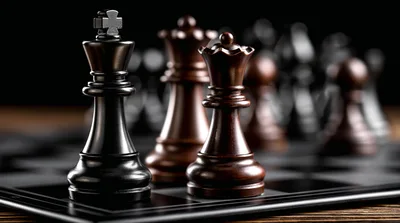 Black Chess King And Queen On A Board