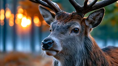 Majestic Red Deer Stag In Autumn Forest