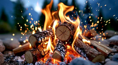 Bright Campfire Burning With Glowing Embers And Sparks