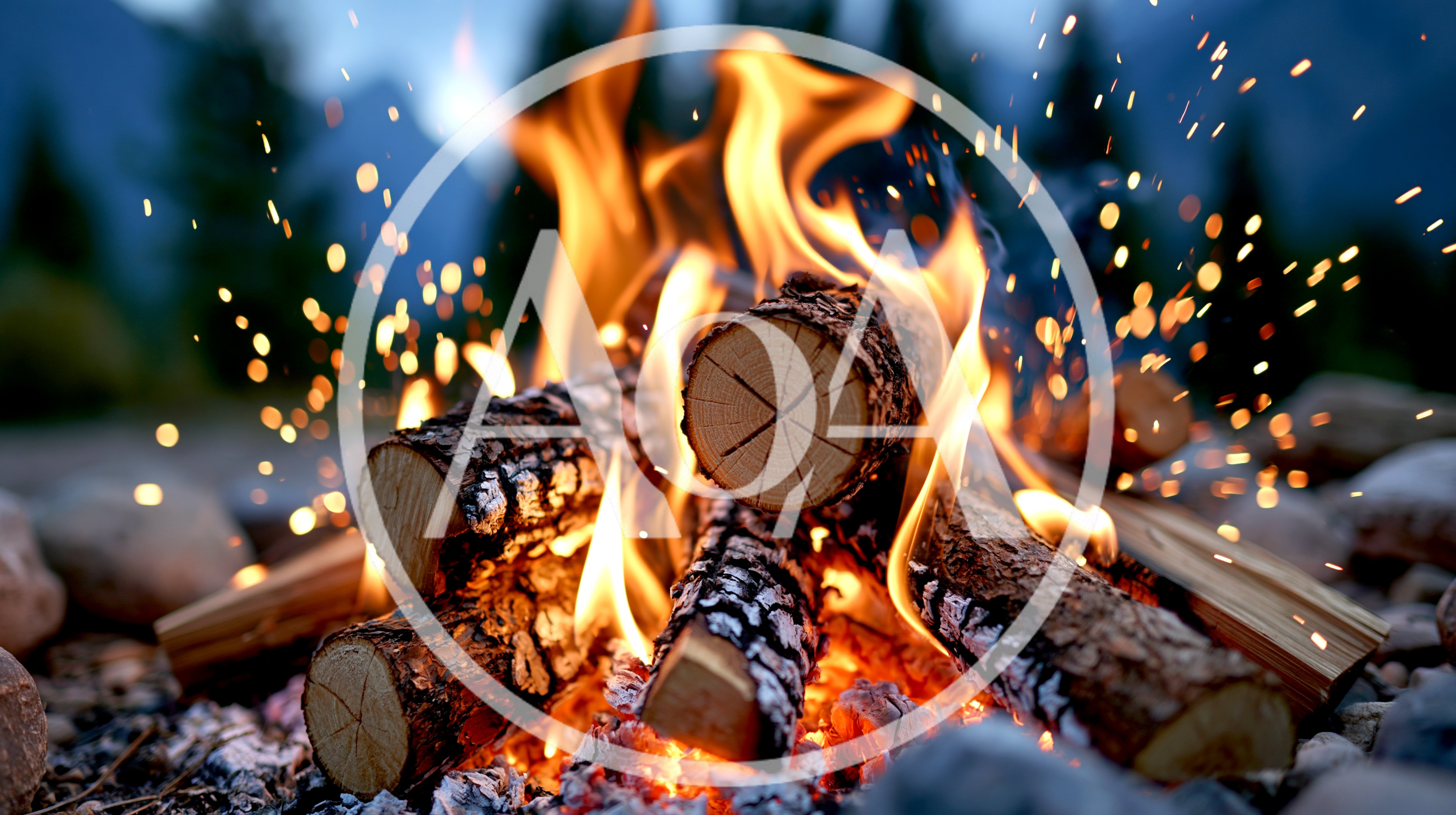 Bright Campfire Burning With Glowing Embers And Sparks