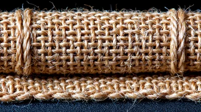 Close Up Of Rolled Burlap Fabric Texture