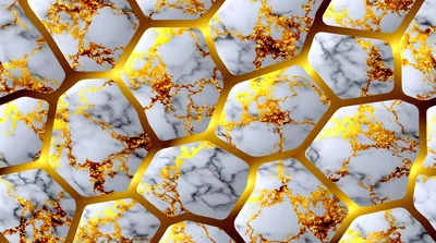 Abstract White Marble And Gold Geometric Pattern