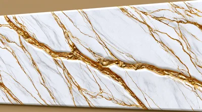 White Marble Slab With Gold Vein Texture