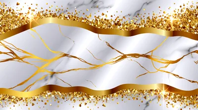 Abstract White Marble Background With Gold Glitter Accents