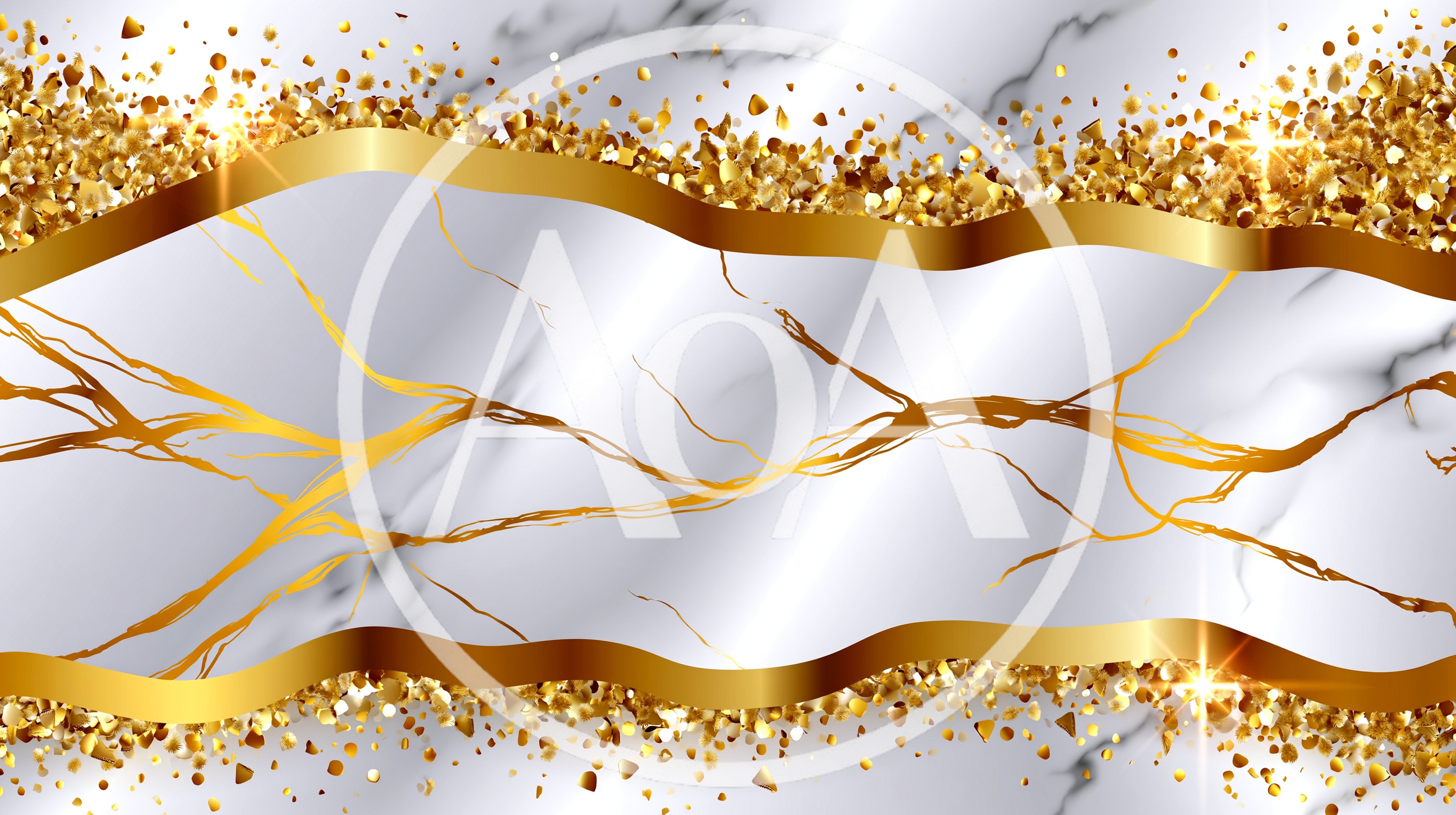 Abstract White Marble Background With Gold Glitter Accents
