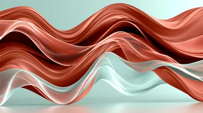 Abstract Flowing Red And Teal Silk Fabric Waves