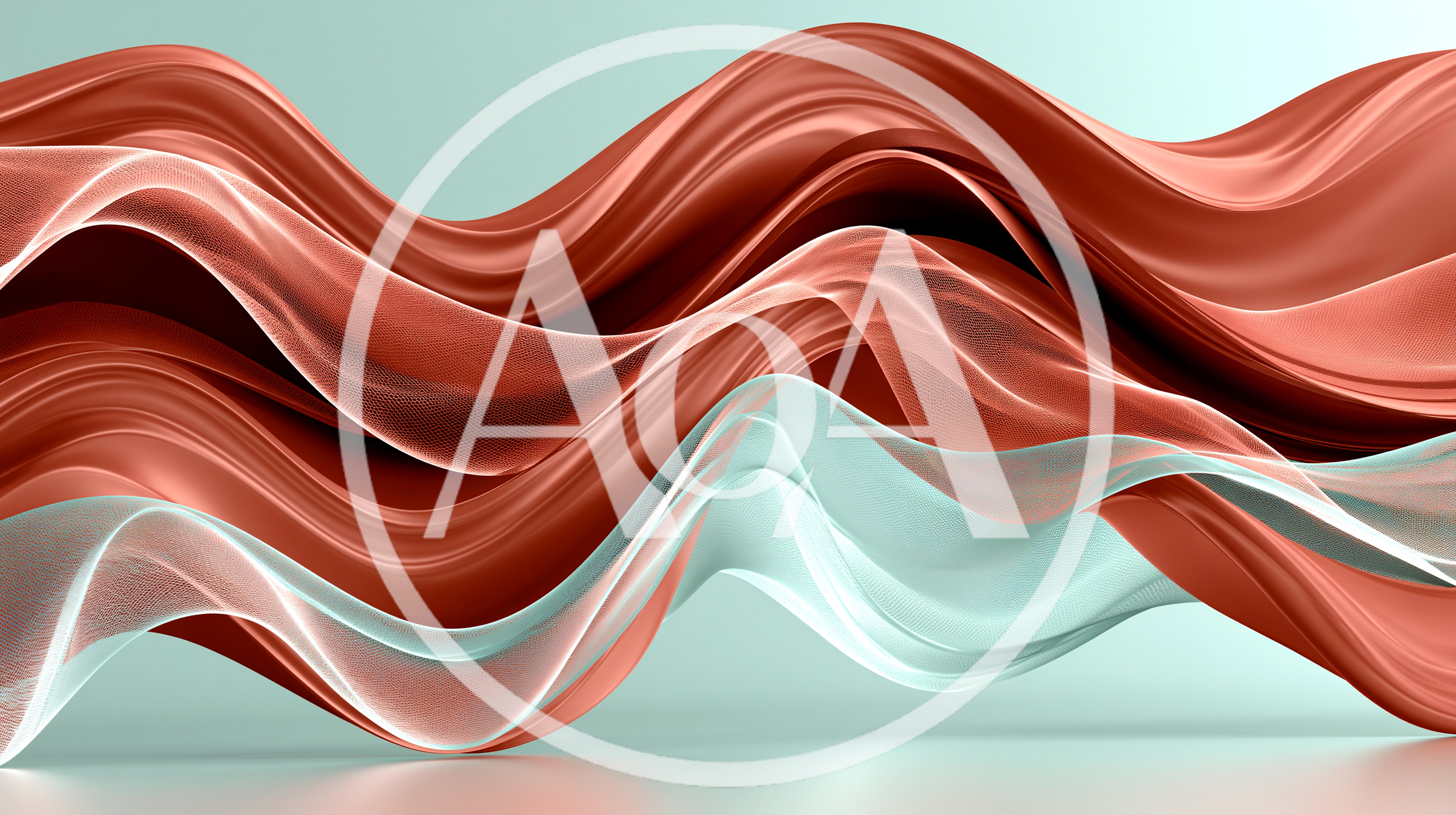 Abstract Flowing Red And Teal Silk Fabric Waves