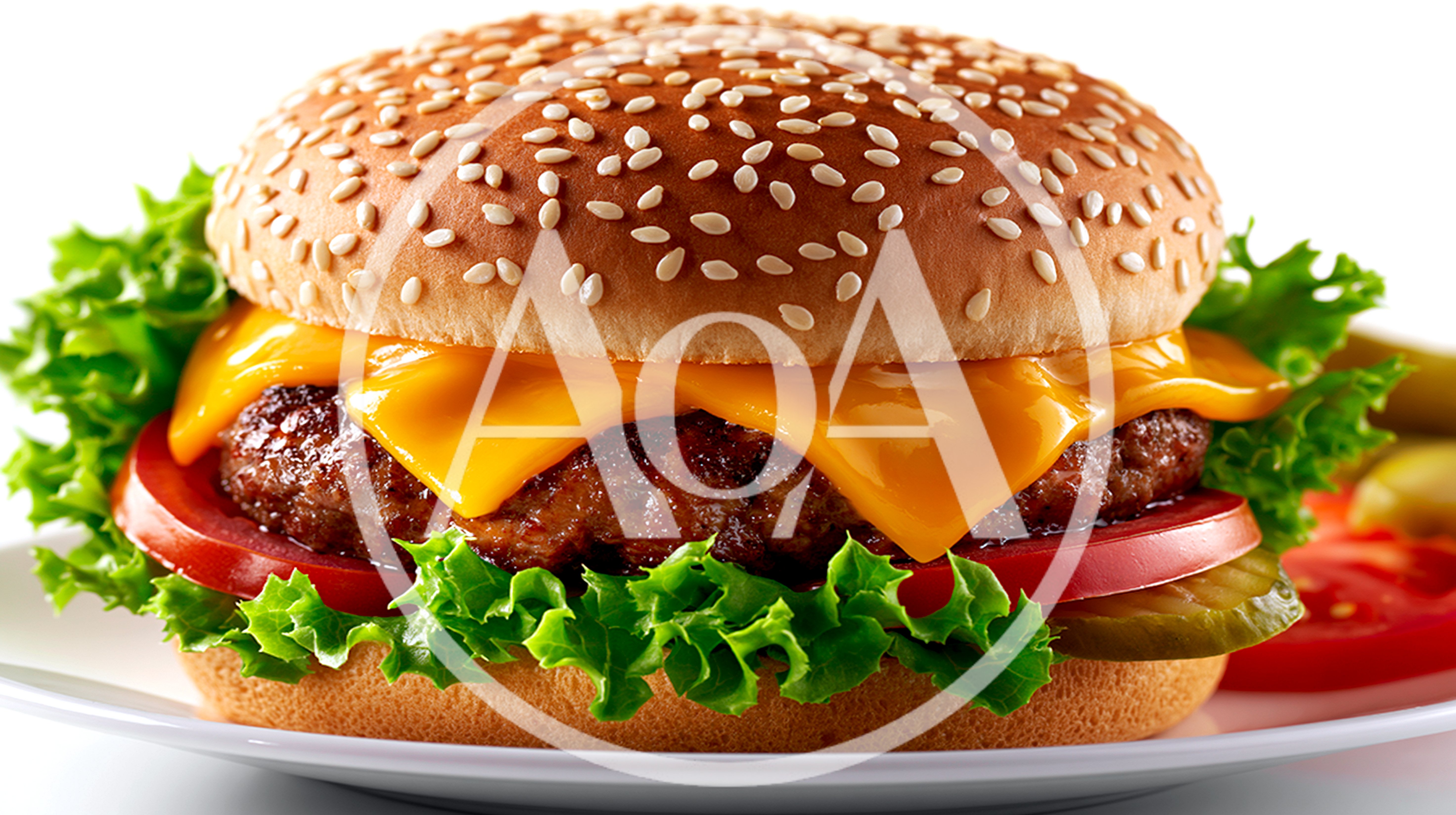 Classic Cheeseburger With Lettuce And Tomato On Plate