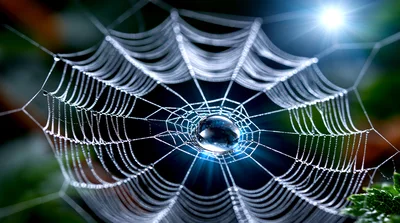 Dew Drop Resting on a Detailed Spider Web