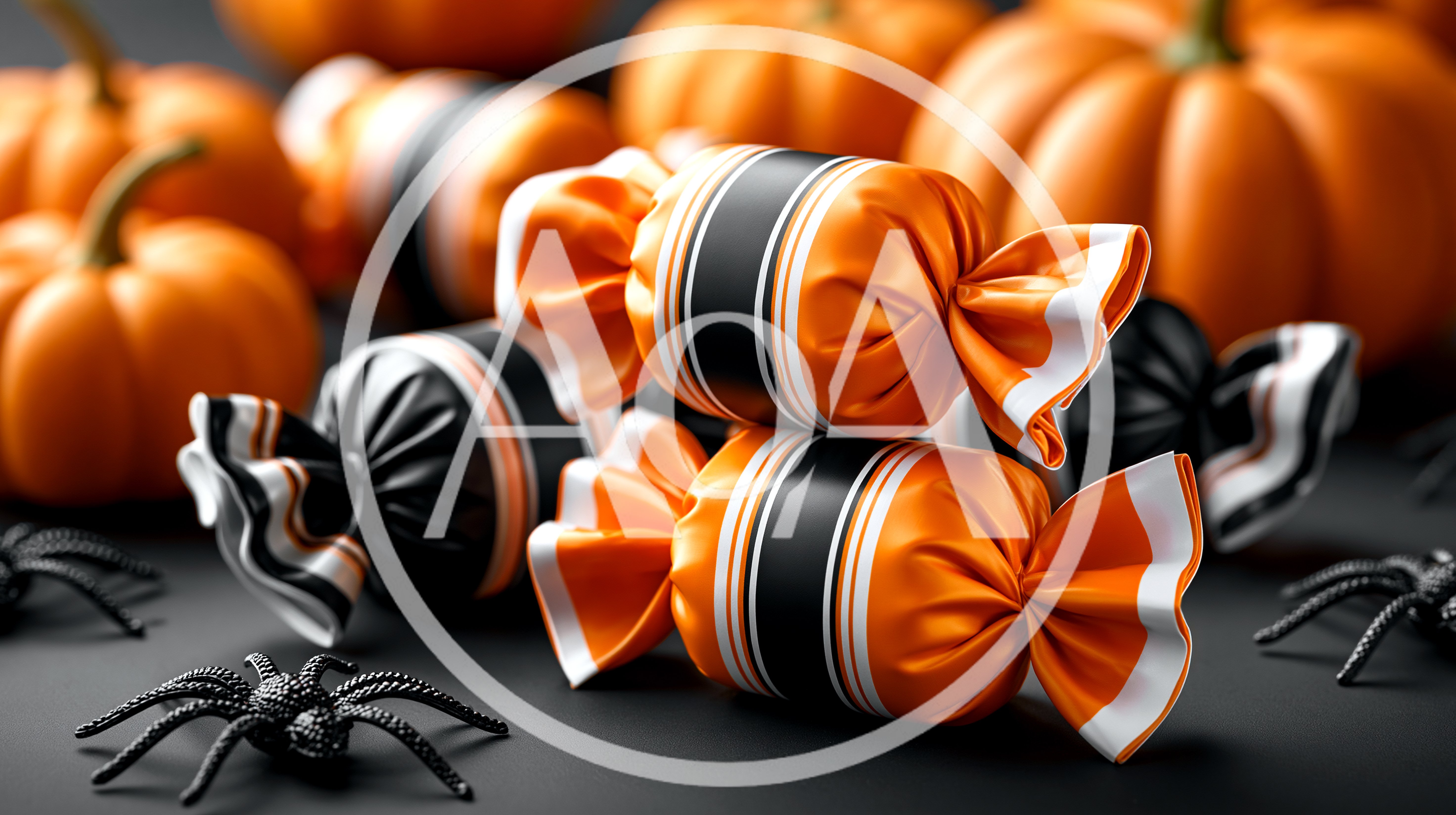 Halloween Candy Wrapped In Orange And Black Foil
