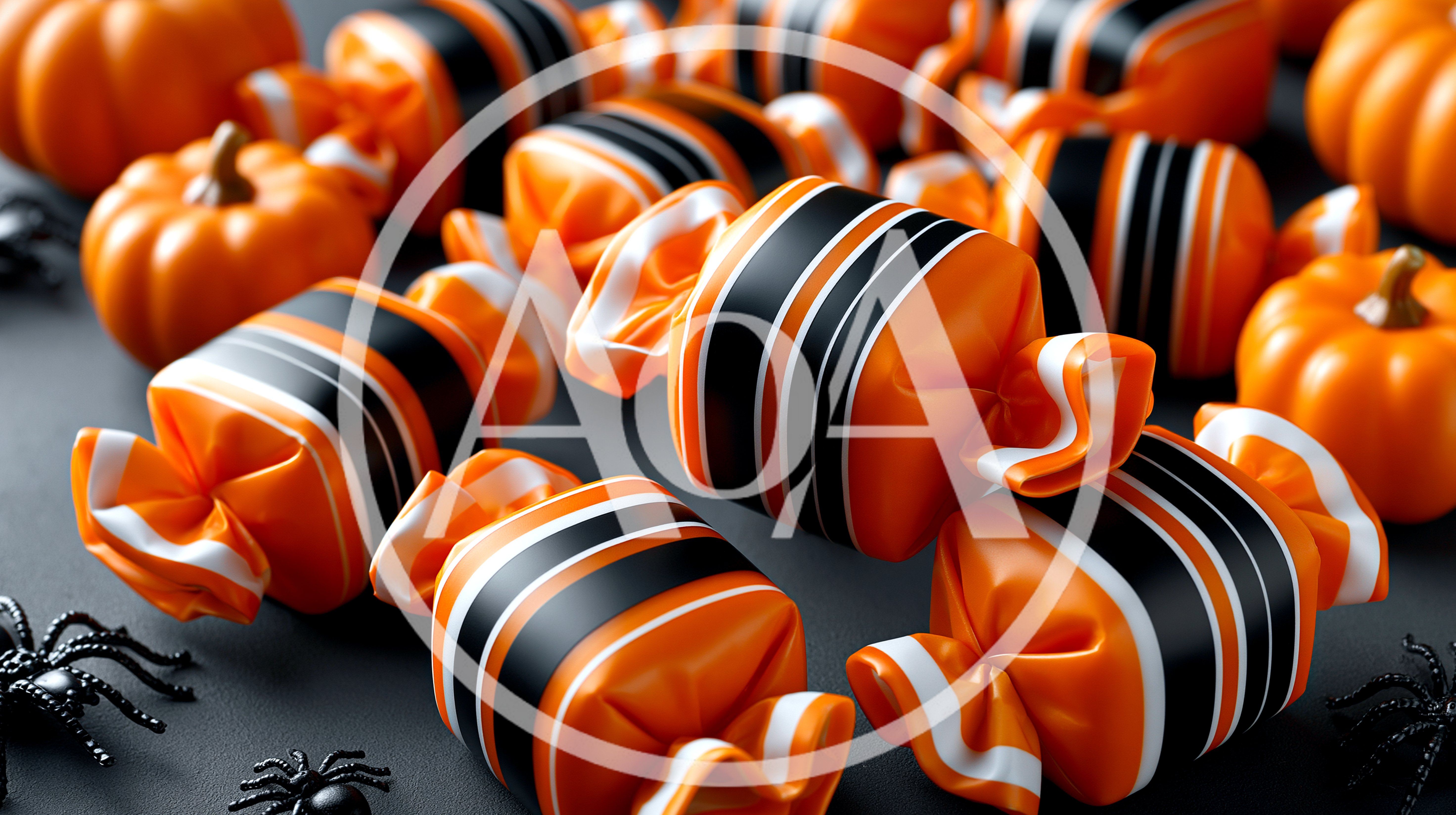 Halloween Candy Wrapped In Orange And Black Foil