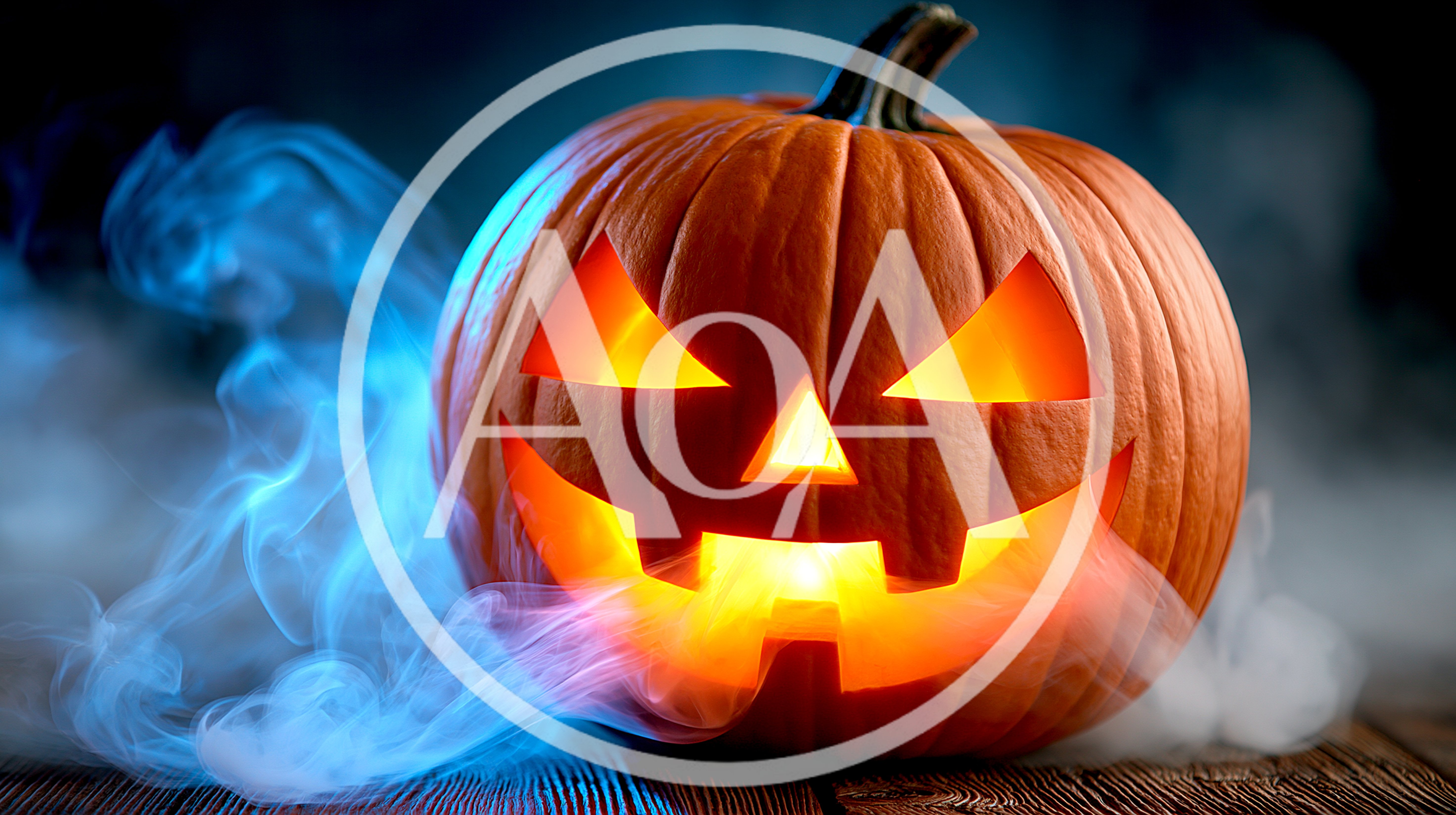 Glowing Jack O Lantern Pumpkin With Blue Smoke