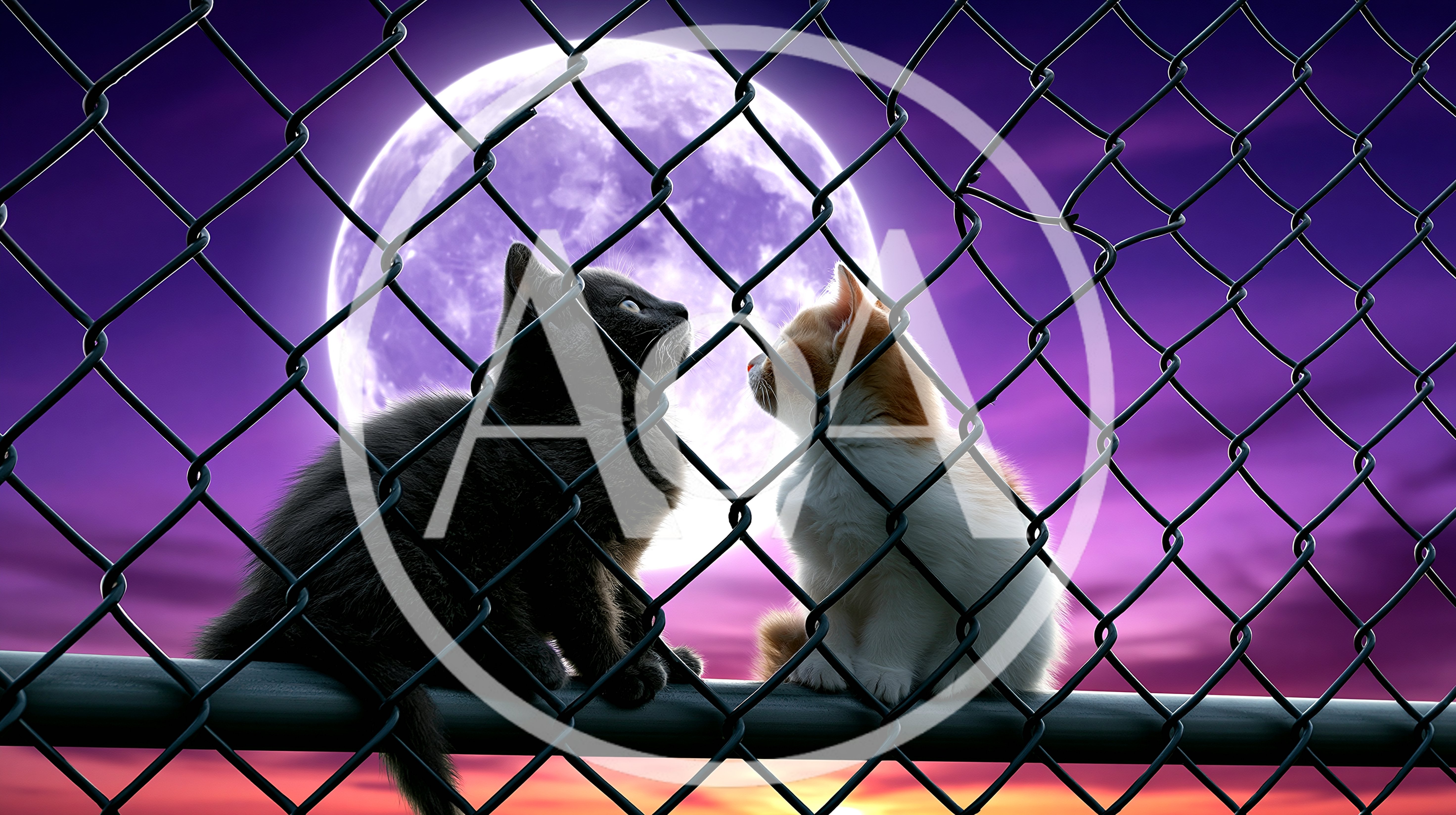Two Kittens Sitting Together On A Chain Link Fence
