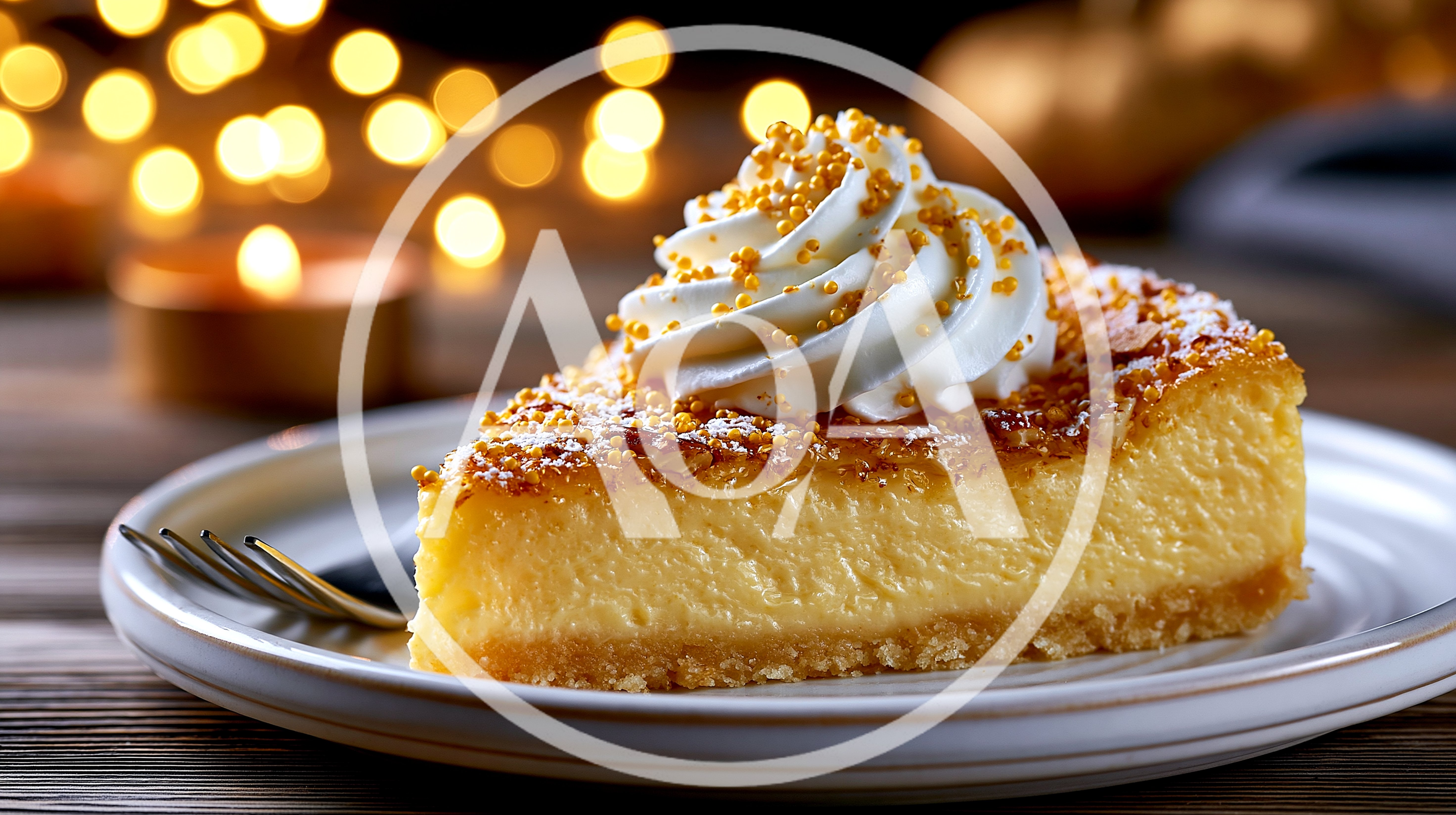 Slice Of Creamy Cheesecake With Whipped Cream Topping