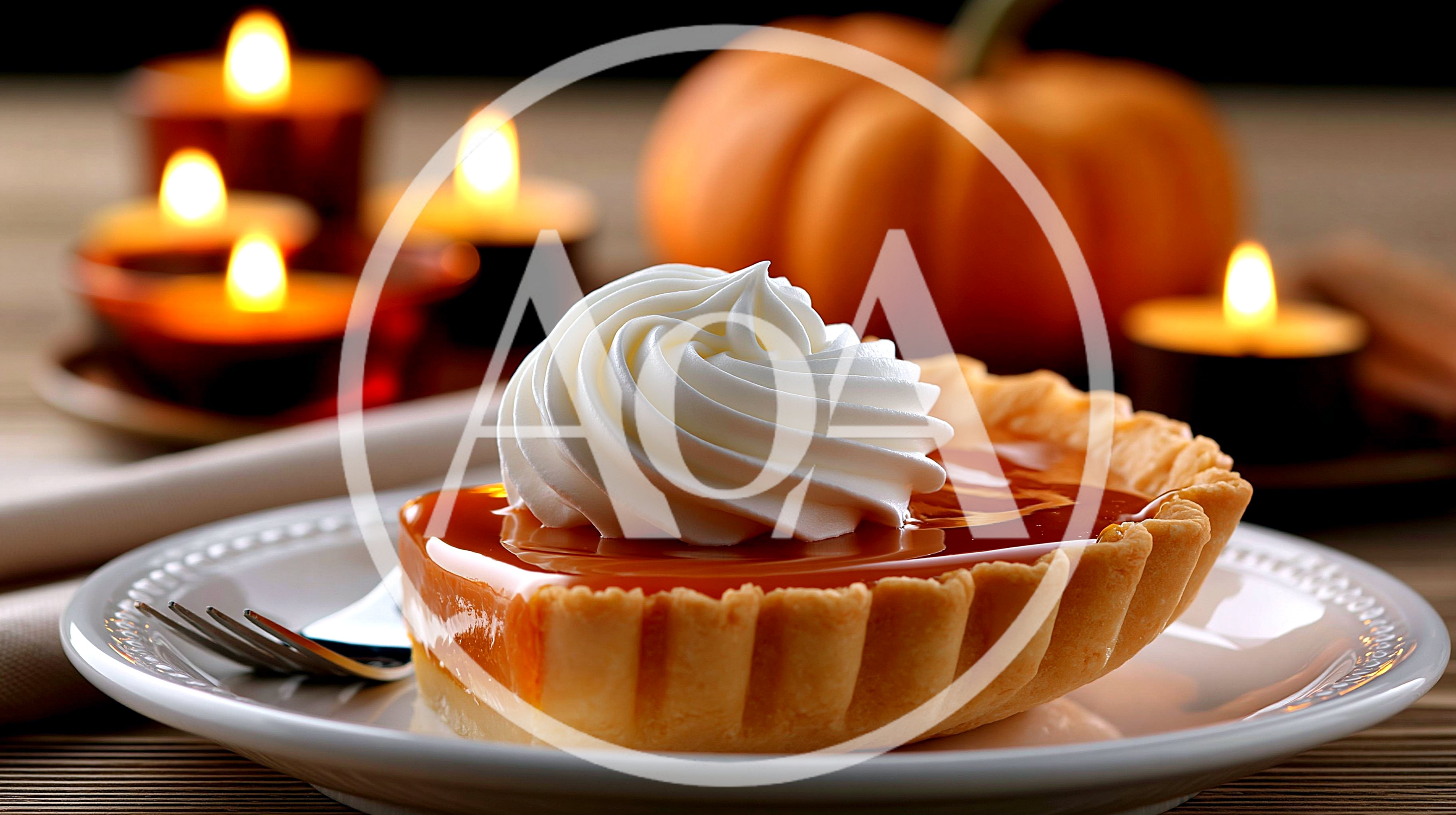 Pumpkin Tart With Whipped Cream And Candles