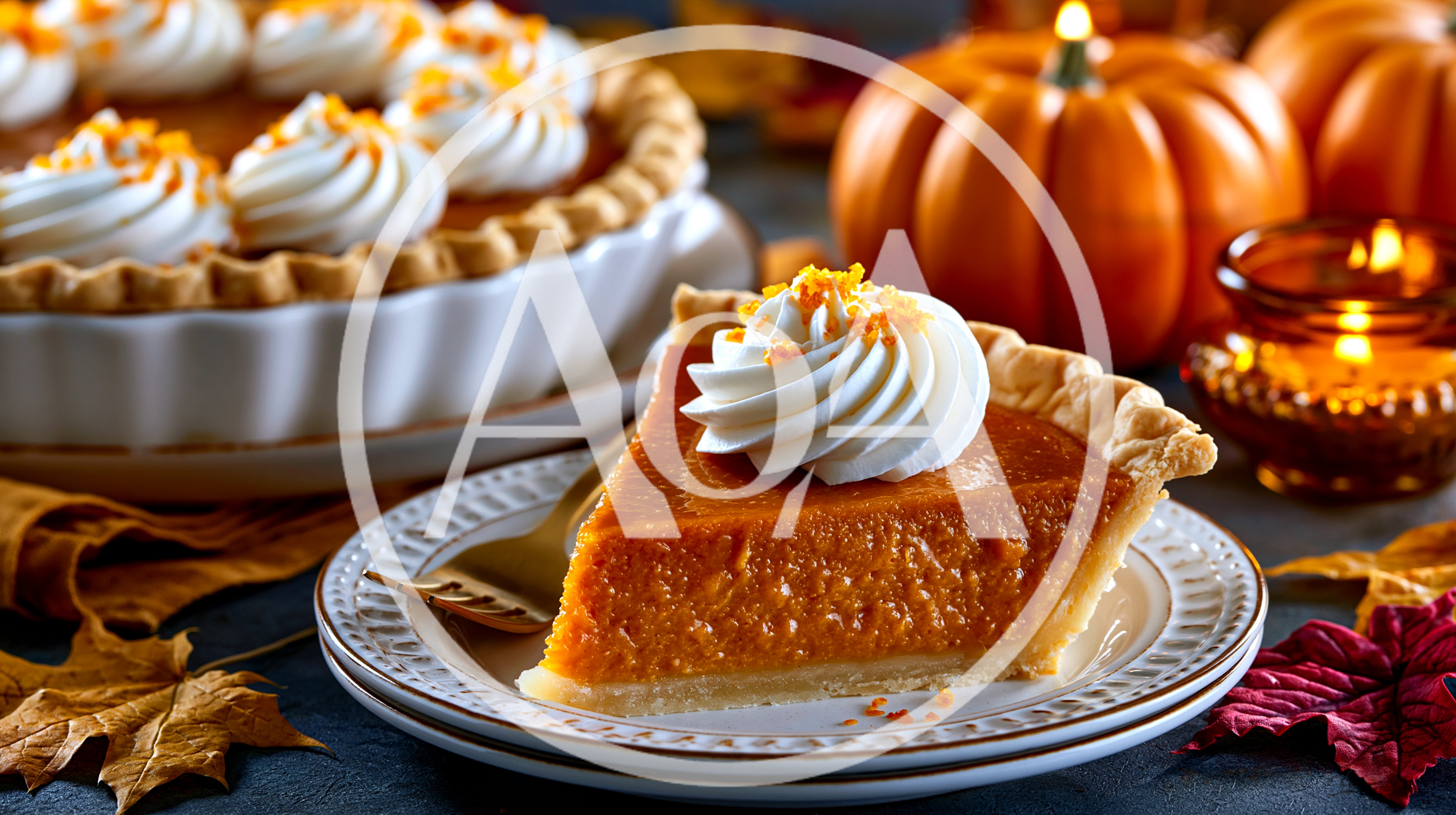 Slice Of Pumpkin Pie With Whipped Cream