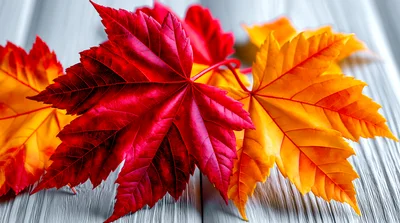 Vibrant Red and Orange Autumn Maple Leaves