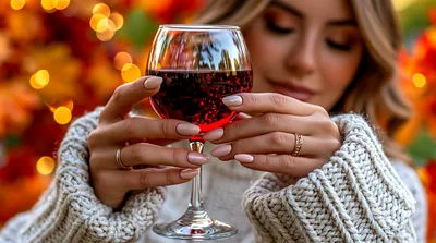 Woman Holding A Glass Of Red Wine