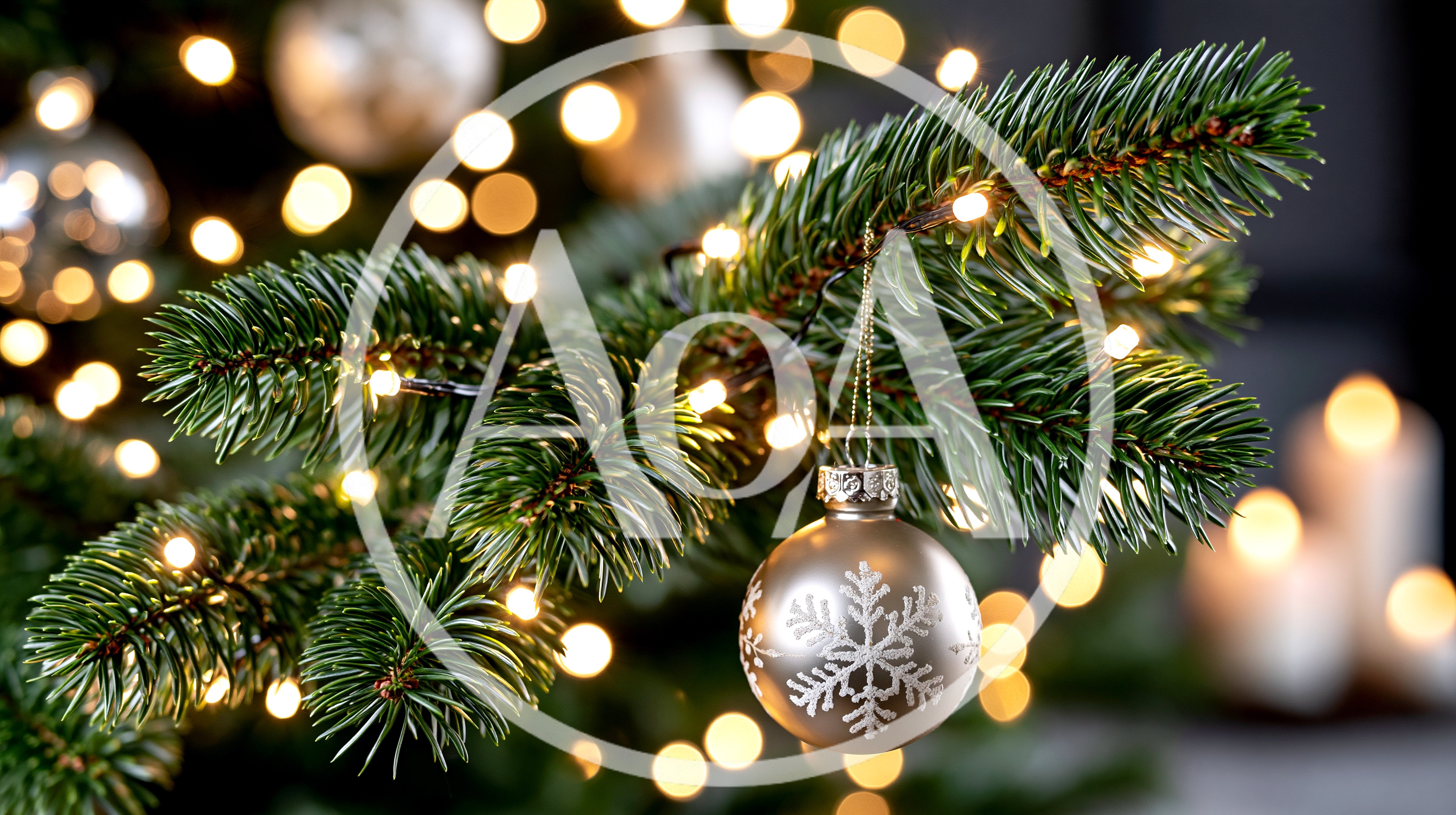 Christmas Ornament Hanging On A Decorated Pine Tree