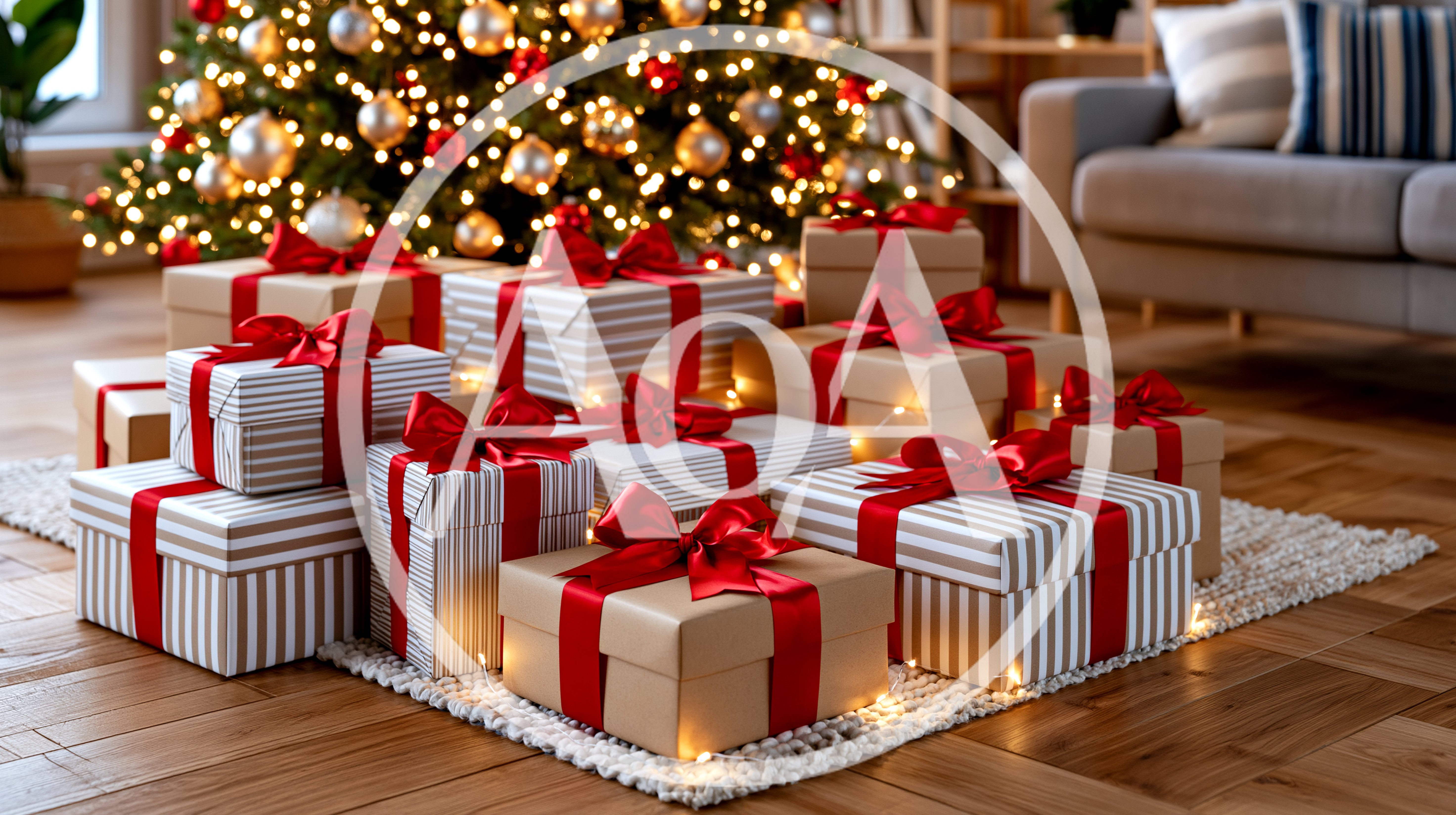 Christmas Presents Under A Decorated Tree