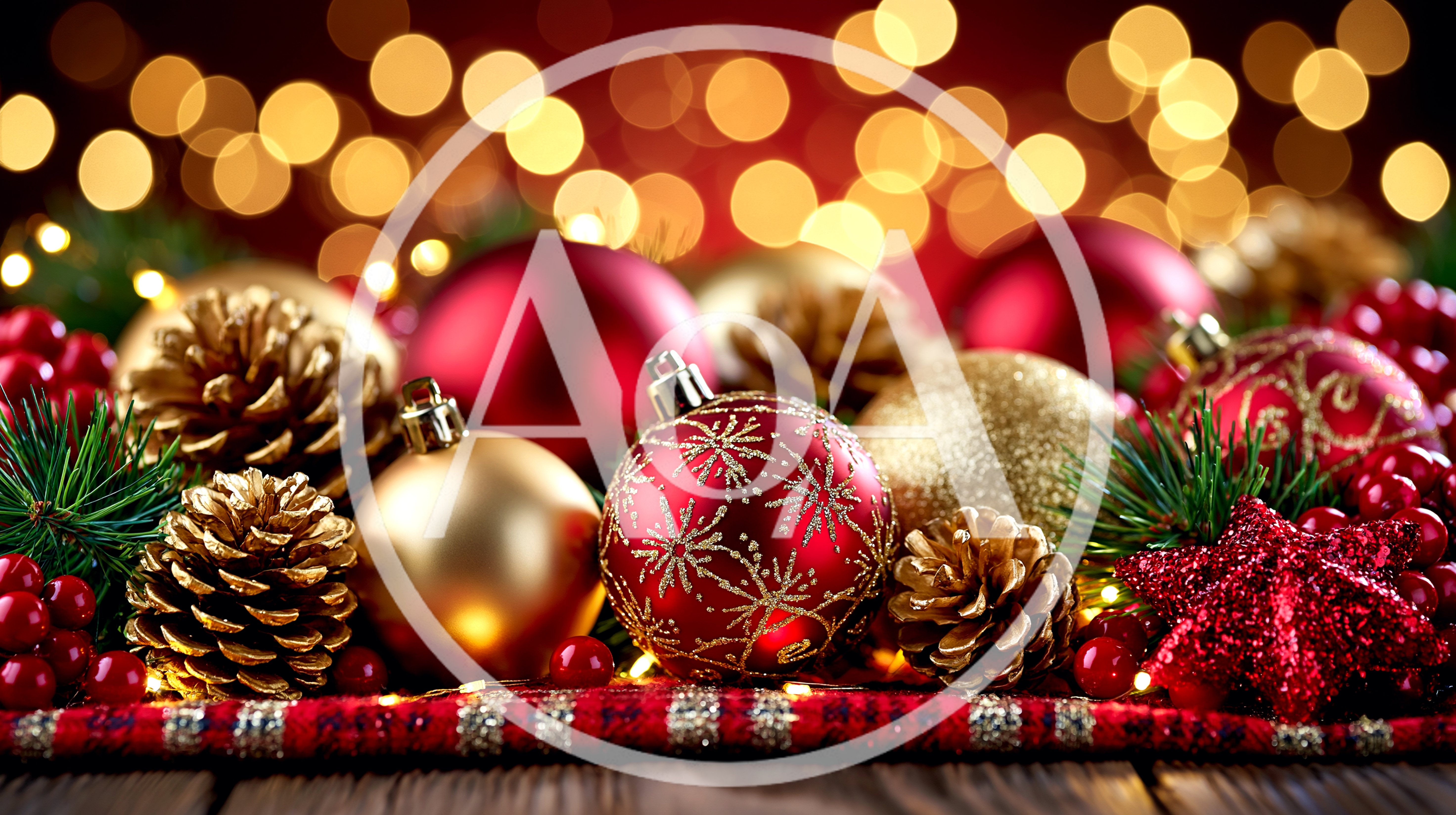 Christmas Ornaments And Pinecones On A Festive Table