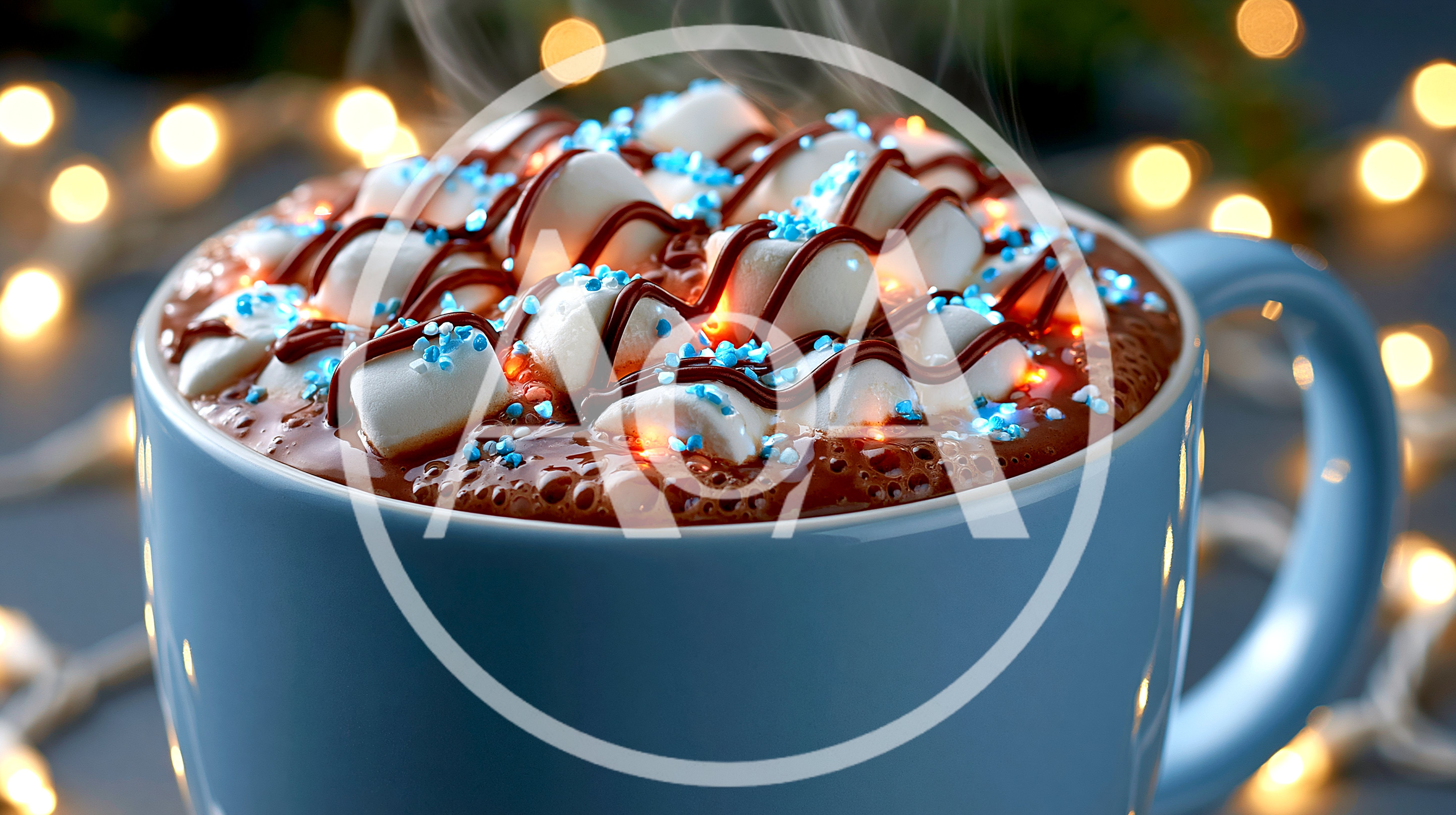 Hot Chocolate With Marshmallows And Blue Sprinkles