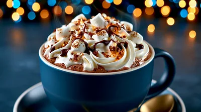 Hot Chocolate With Whipped Cream And Marshmallows