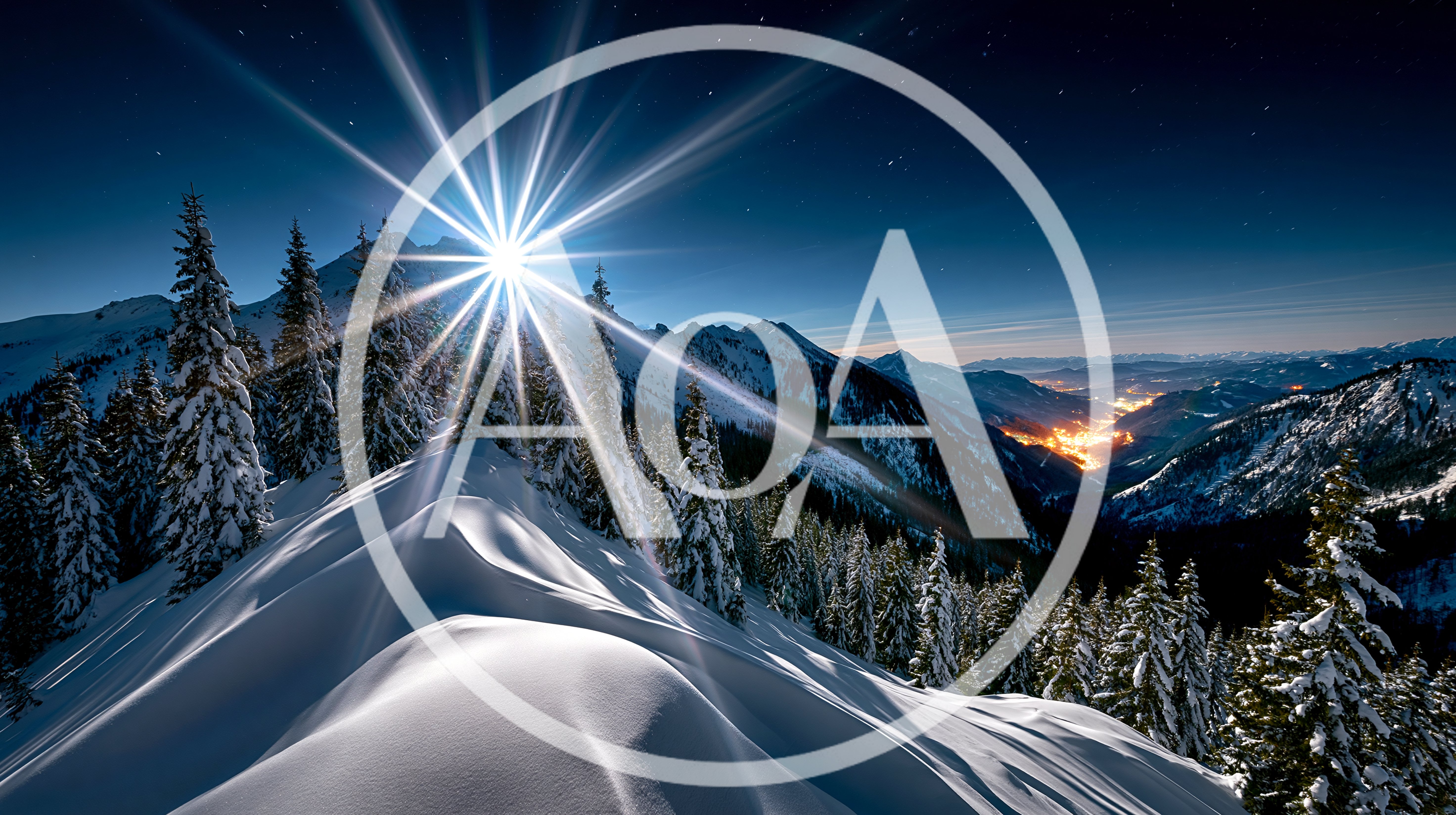 Starry Night Over Snowy Mountain Peaks