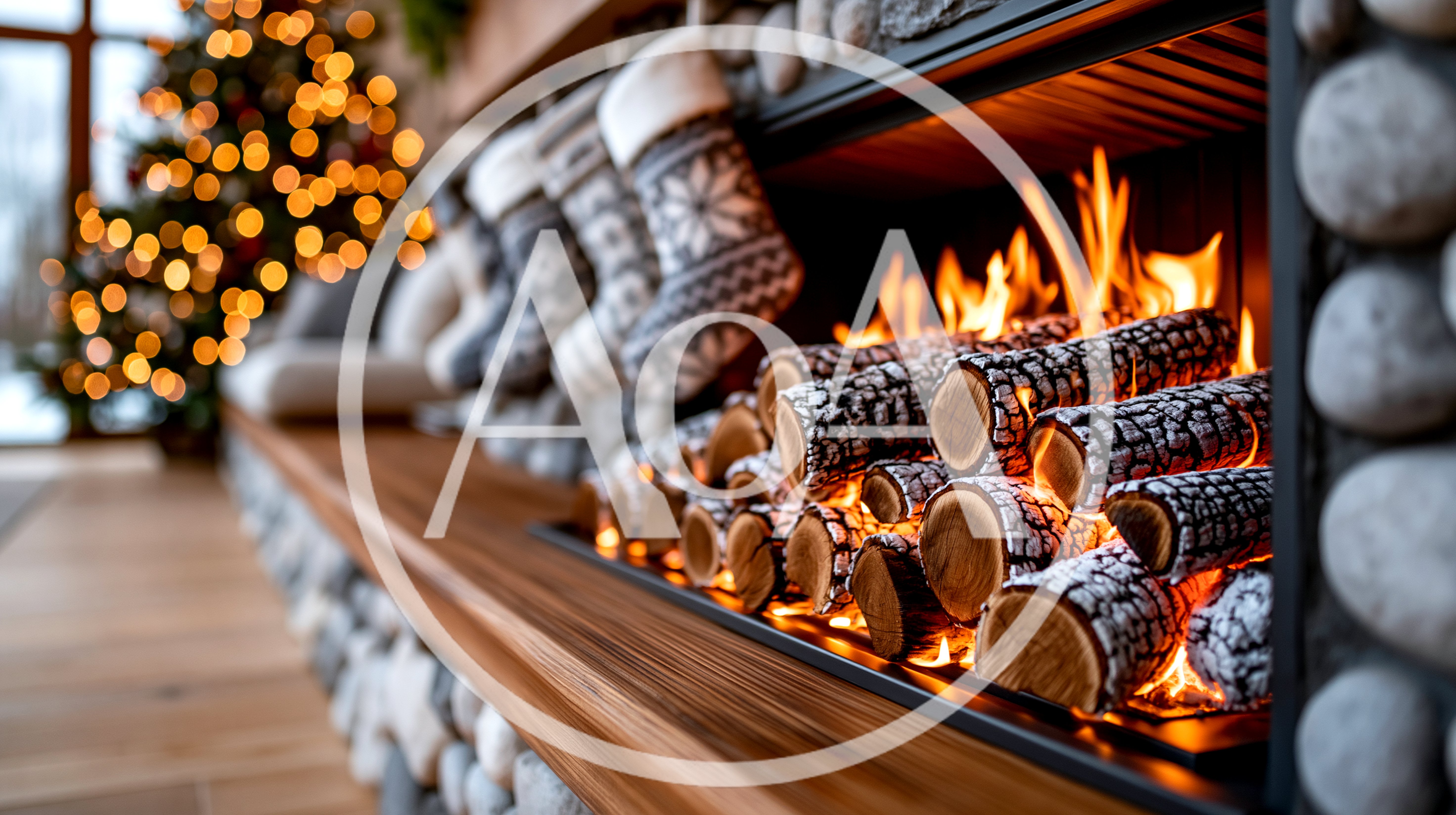 Cozy Christmas Fireplace With Hanging Stockings