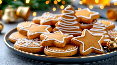 Christmas Gingerbread Cookies On A Plate