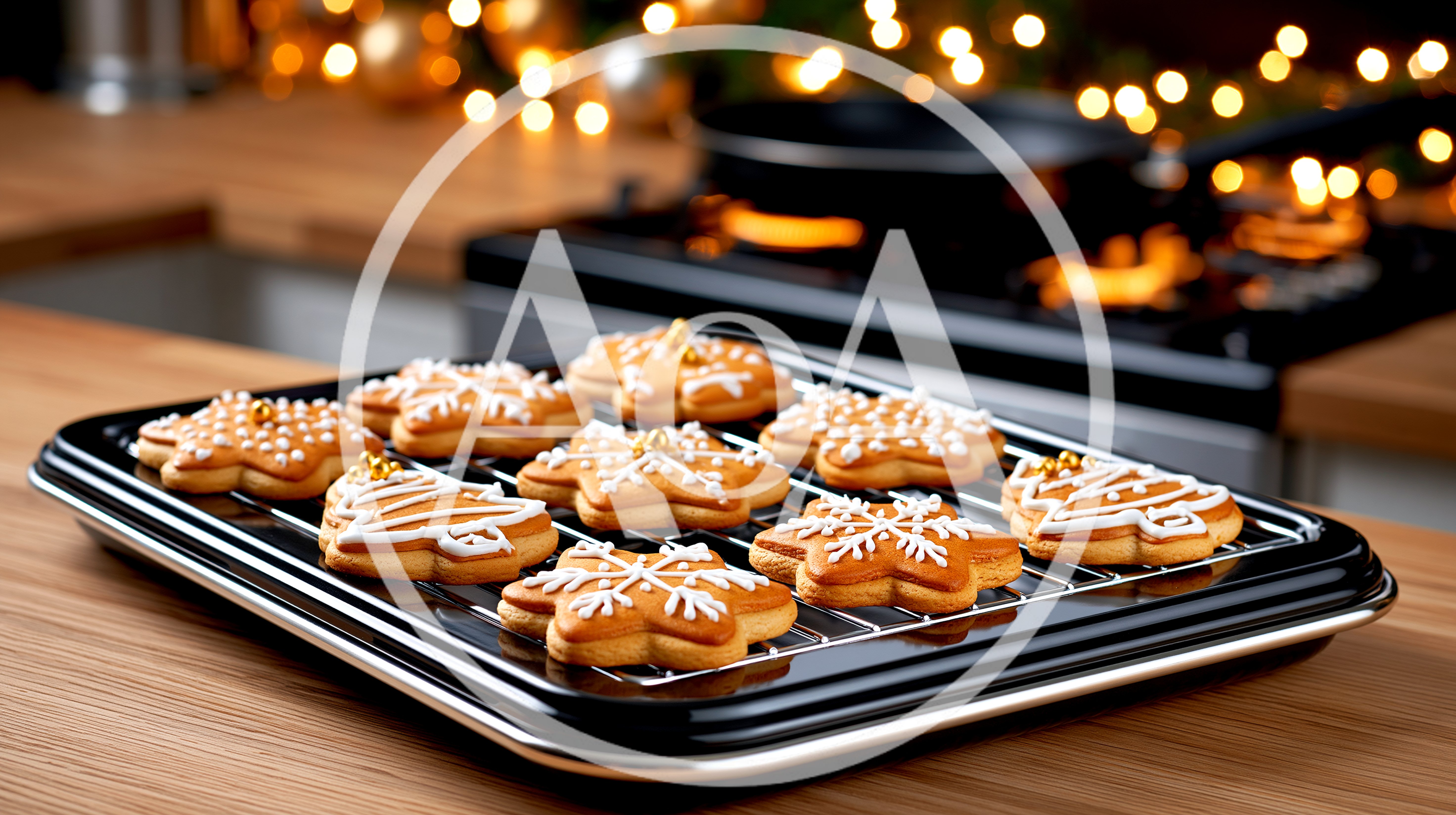 Freshly Baked Christmas Cookies On A Cooling Rack