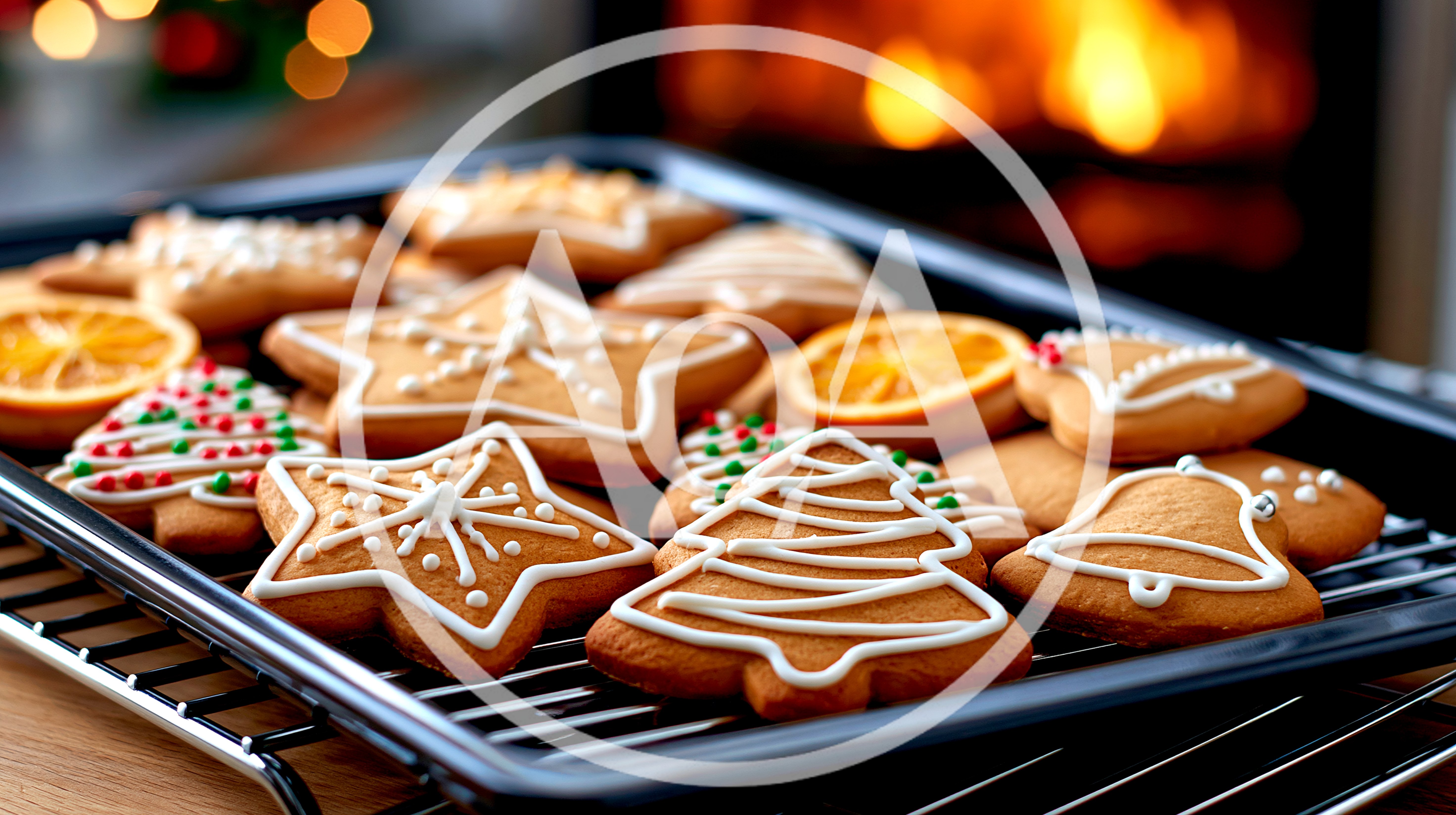Freshly Baked Christmas Gingerbread Cookies On A Baking Tray