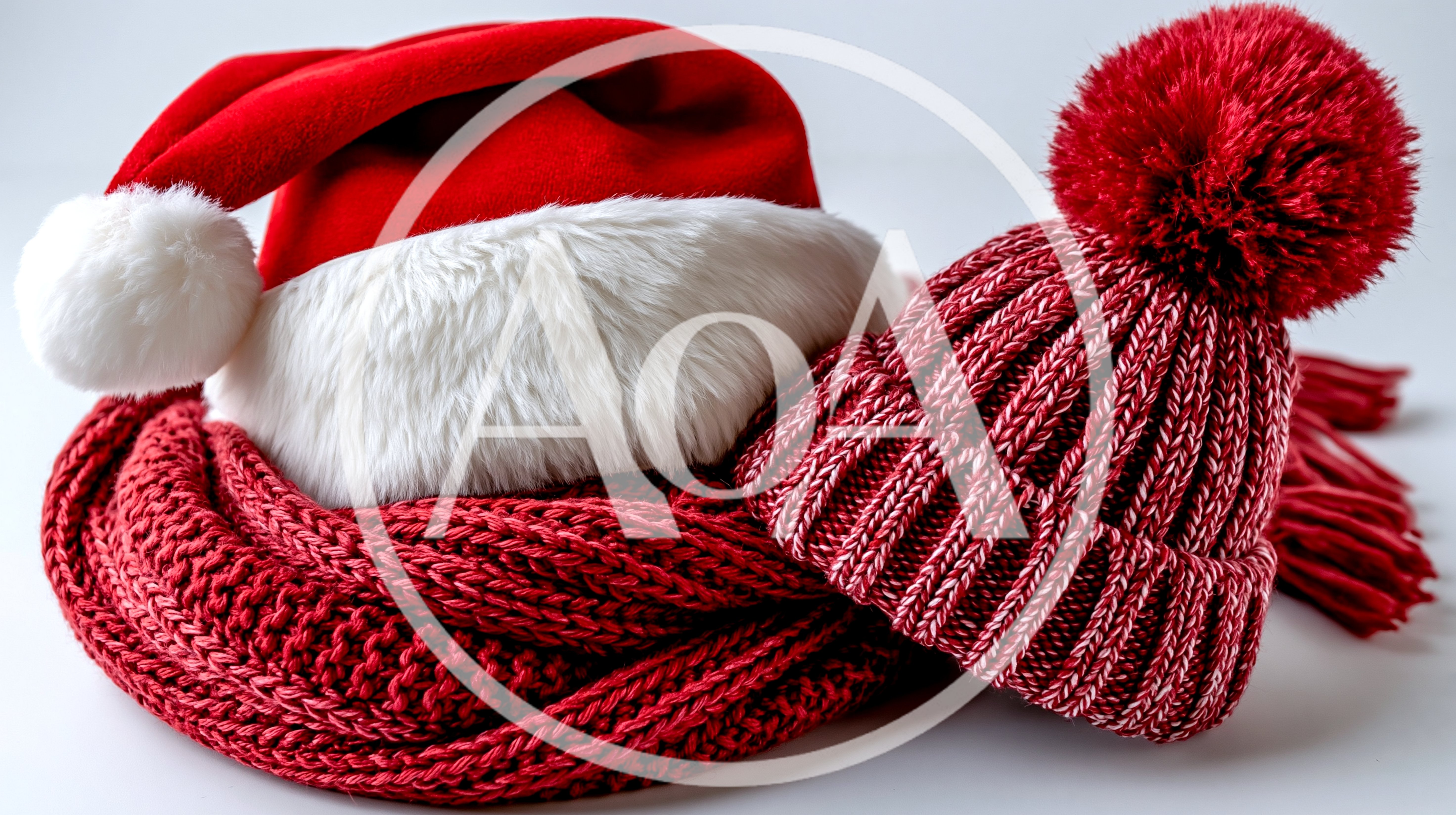 Santa Hat And Red Winter Knitwear Set