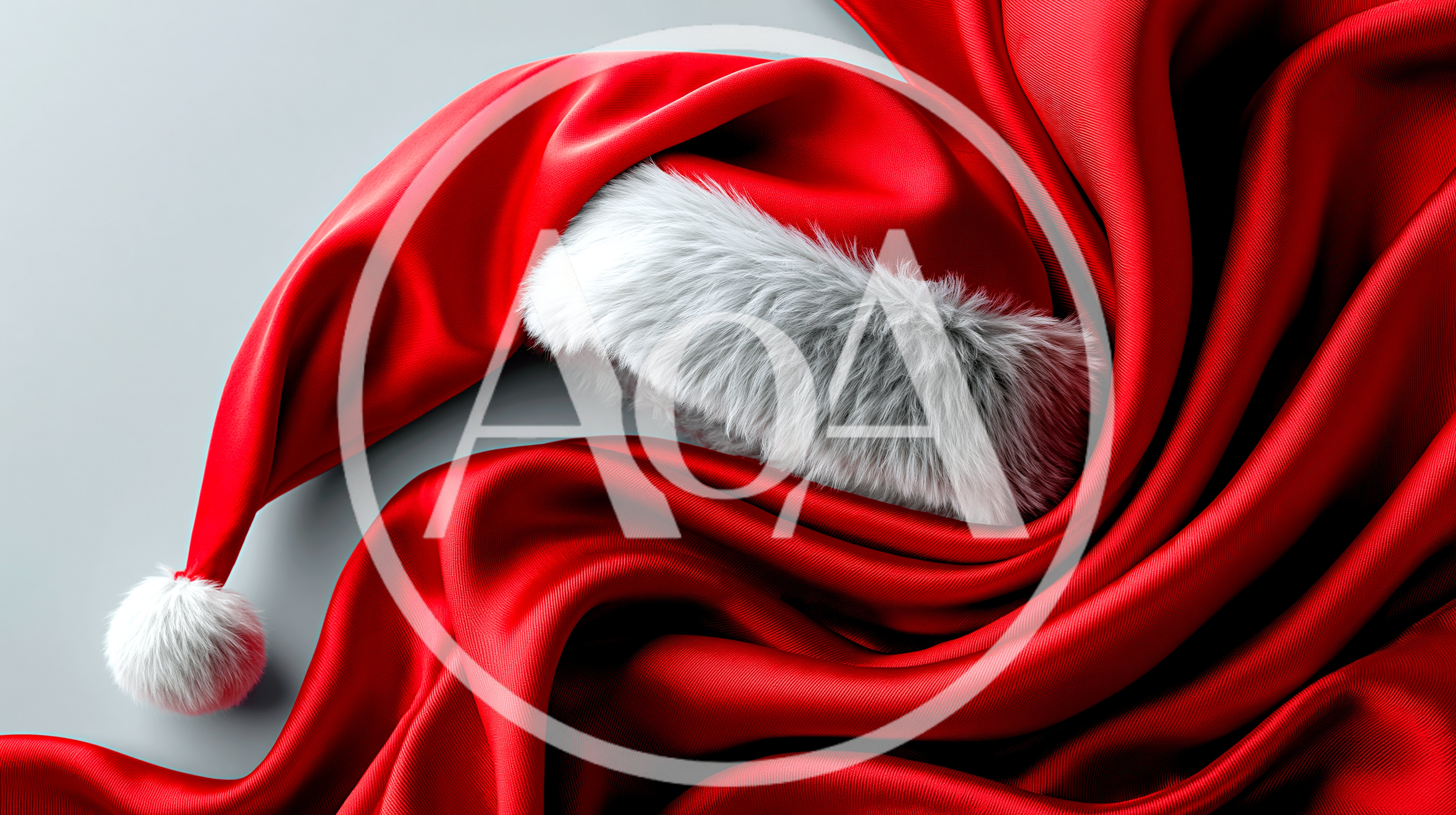 Santa Claus Hat Resting On Red Silk Fabric