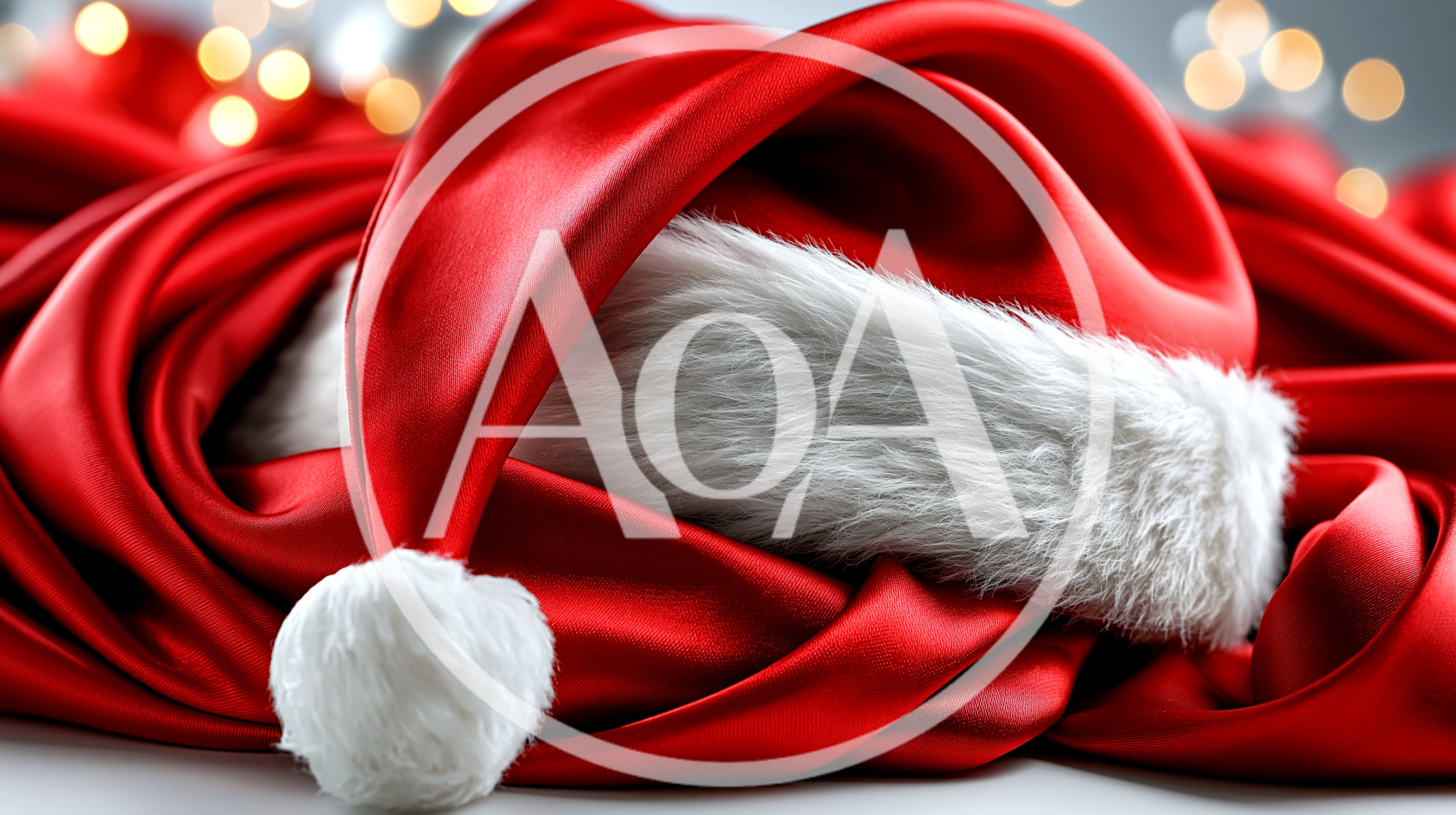 Santa Claus Hat Resting On Red Silk Fabric