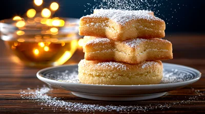 Stack Of Star Shaped Cookies With Powdered Sugar
