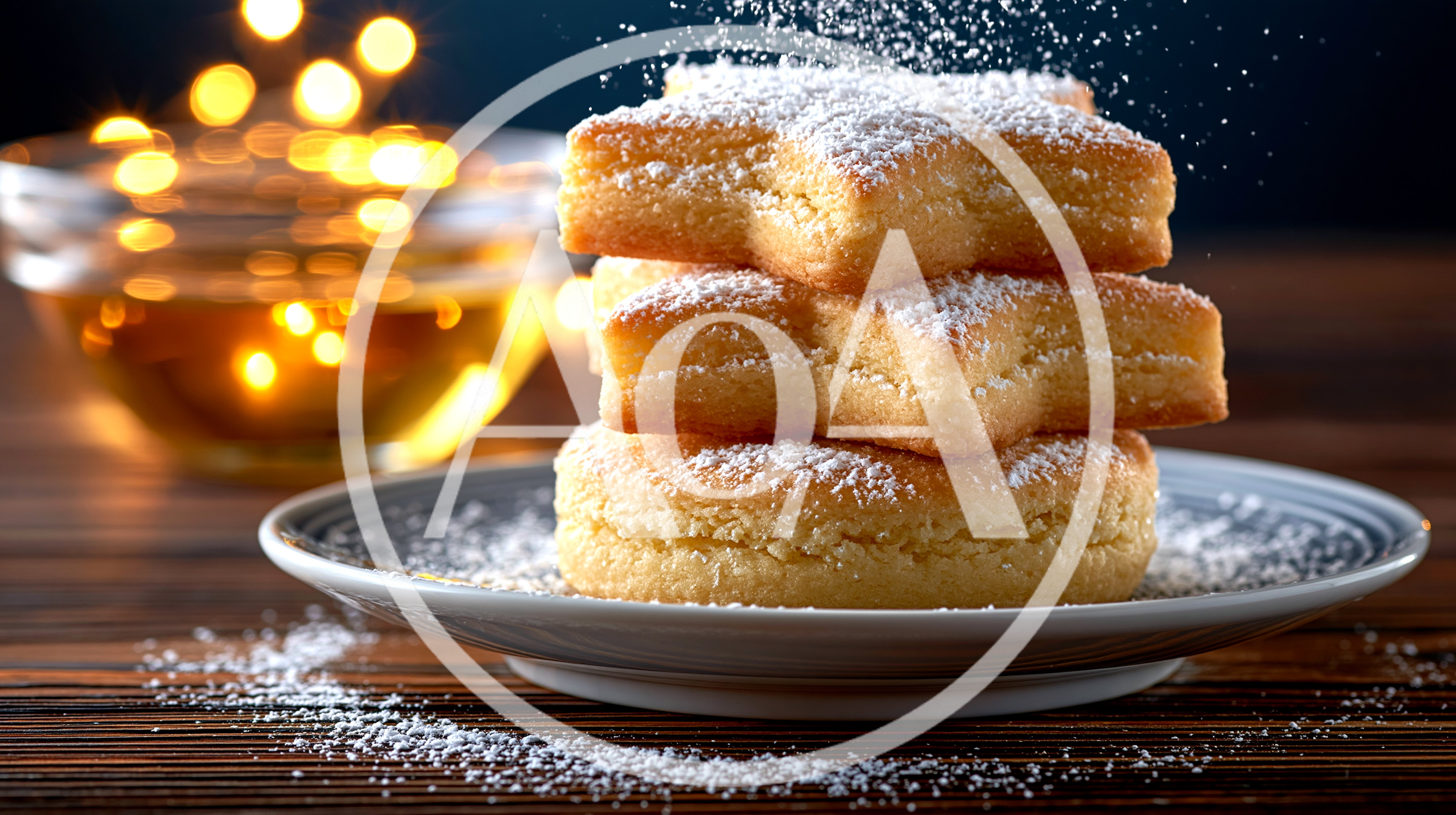Stack Of Star Shaped Cookies With Powdered Sugar