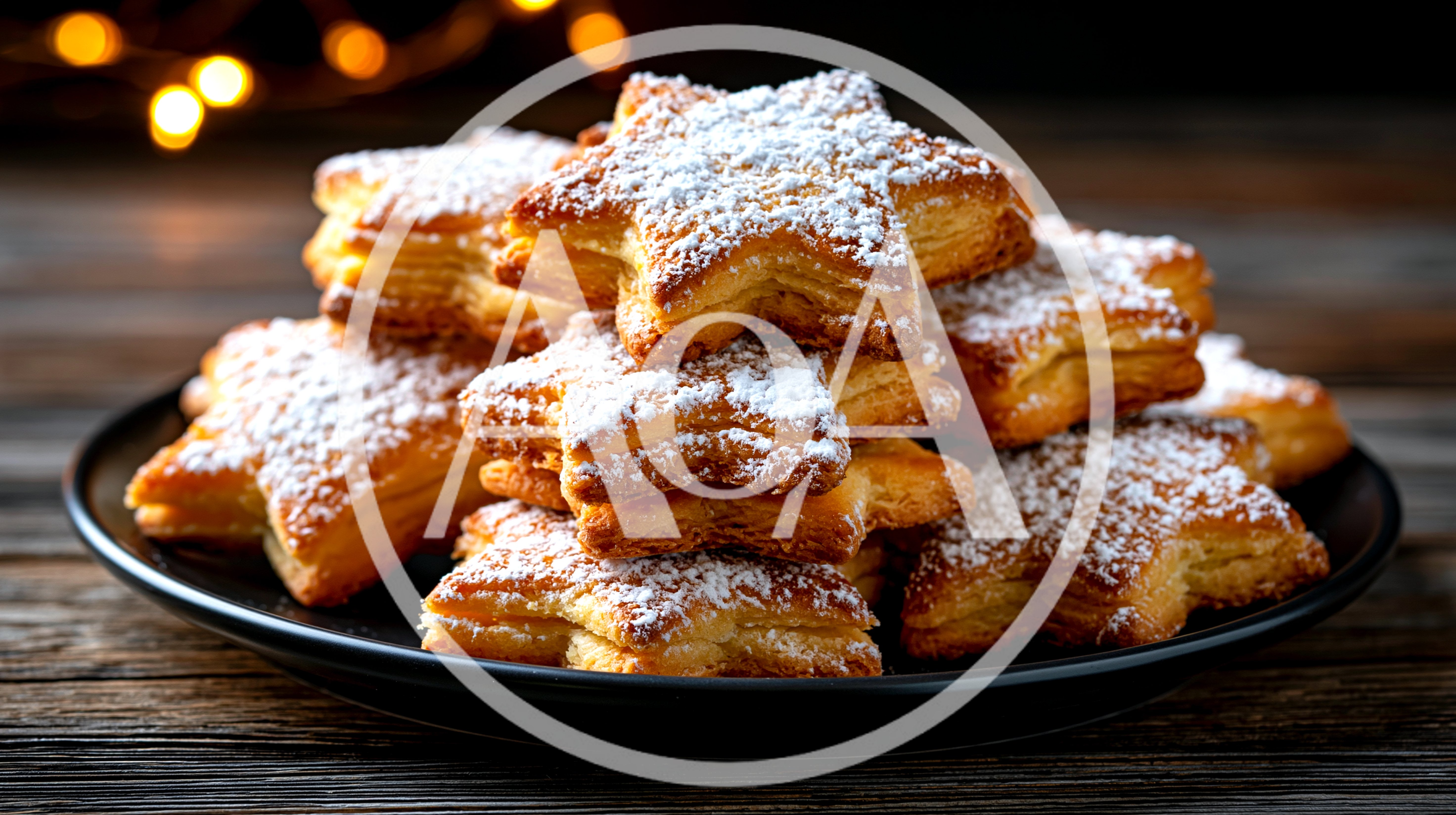 Star Shaped Puff Pastry Cookies With Powdered Sugar