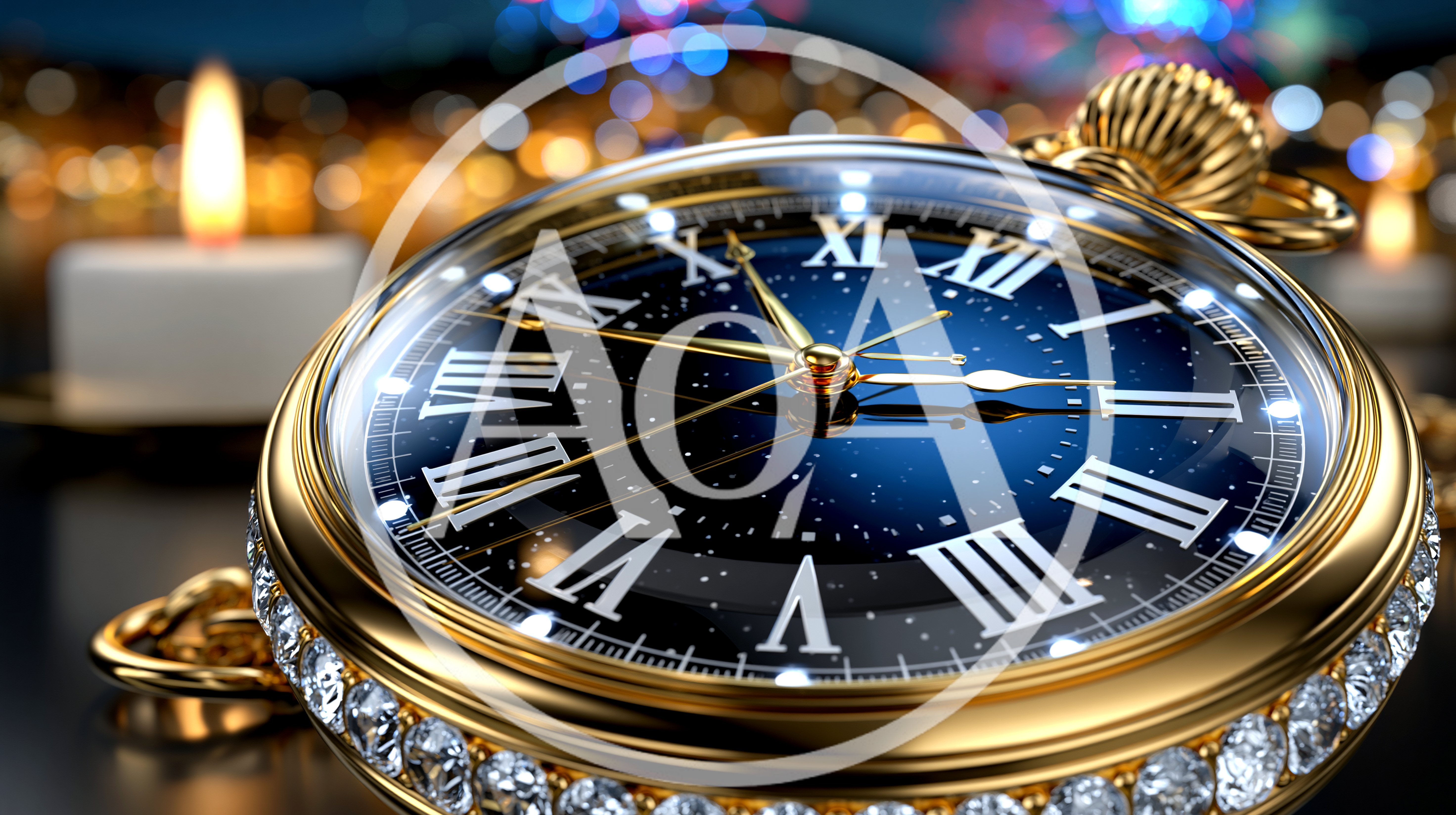 Elegant Gold Pocket Watch With Starry Night Dial
