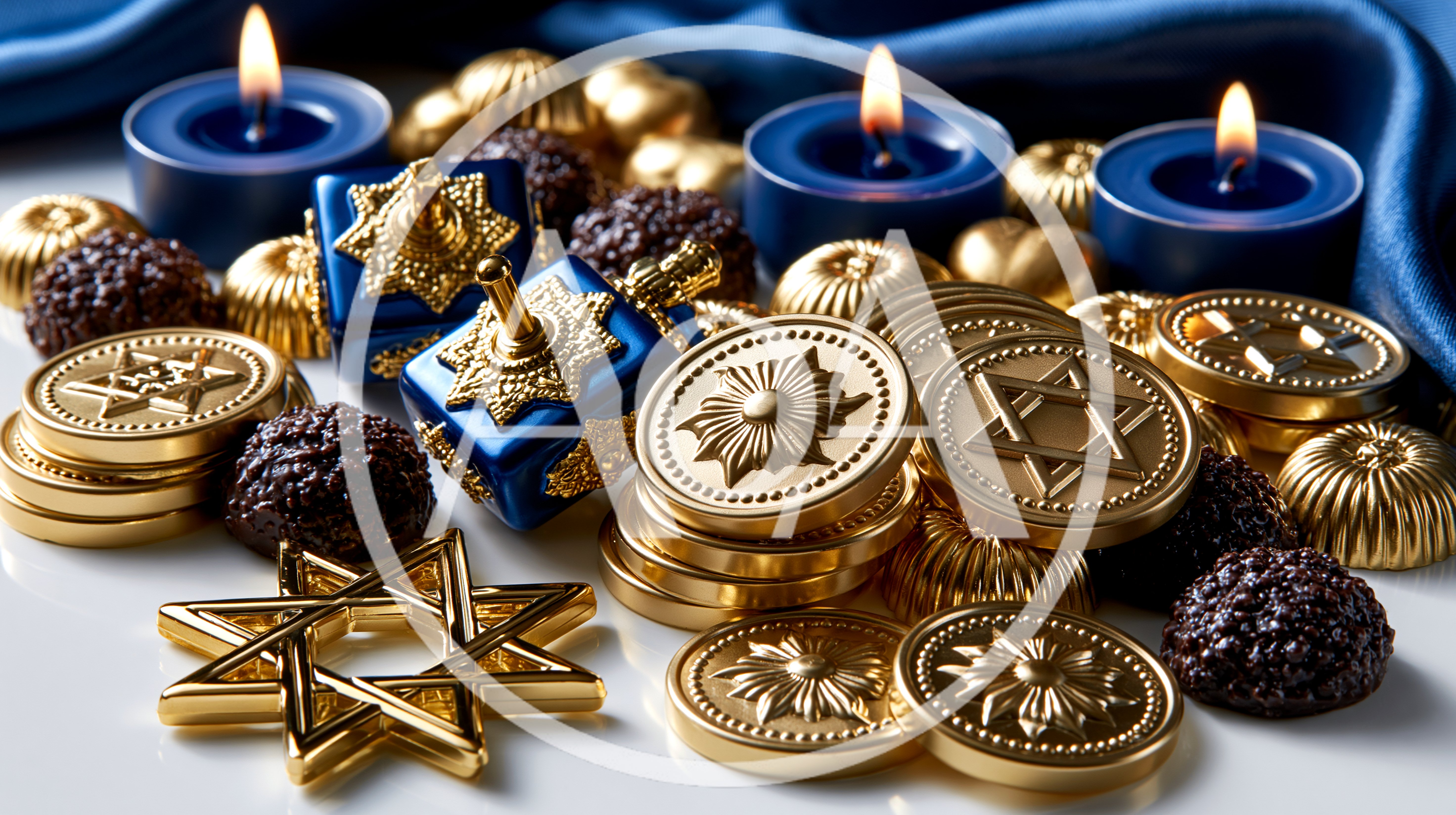 Hanukkah Celebration With Dreidels And Gold Coins