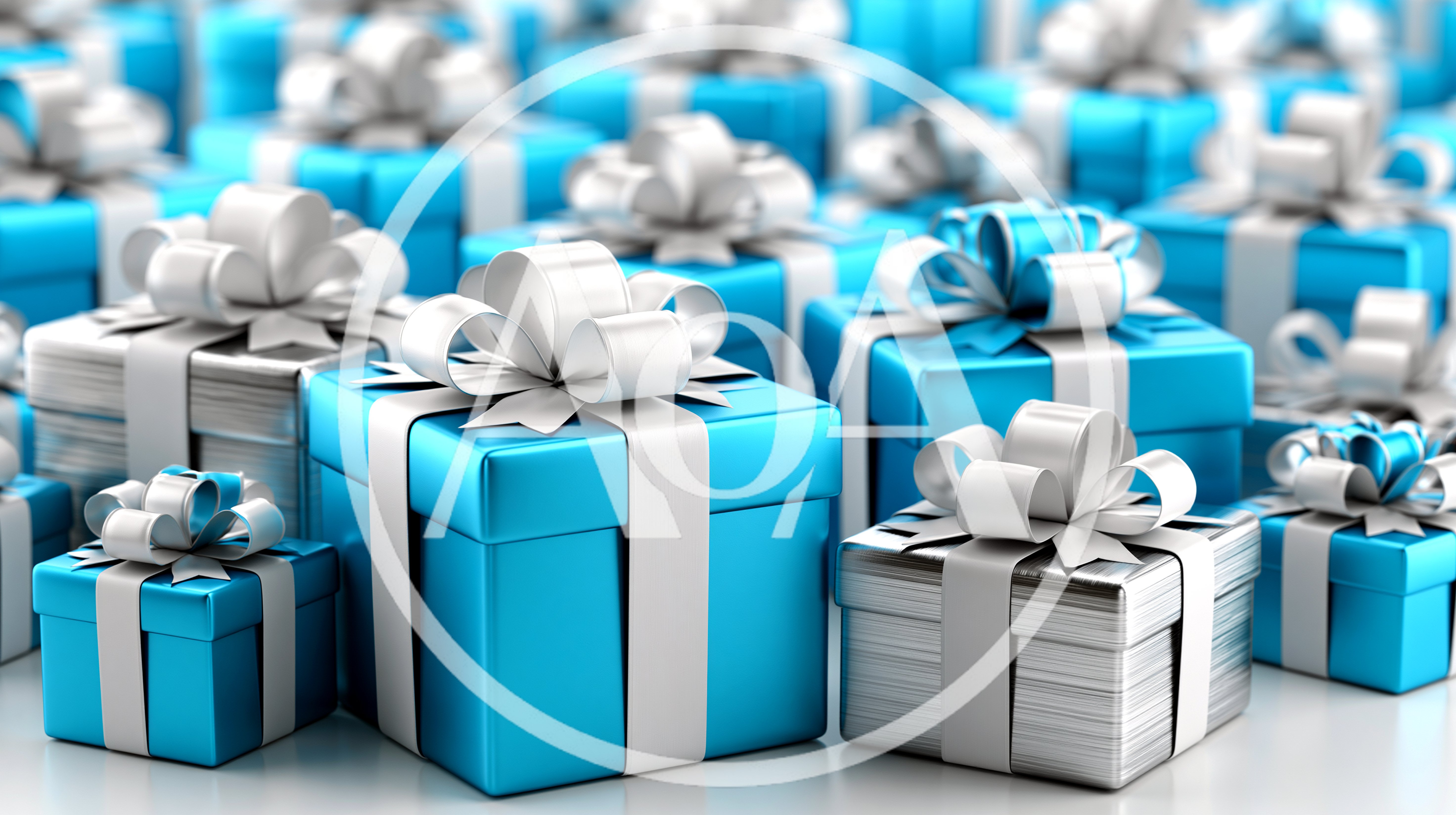 Blue Gift Boxes With White Ribbons