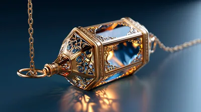 Ornate Golden Lantern Hanging On A Chain