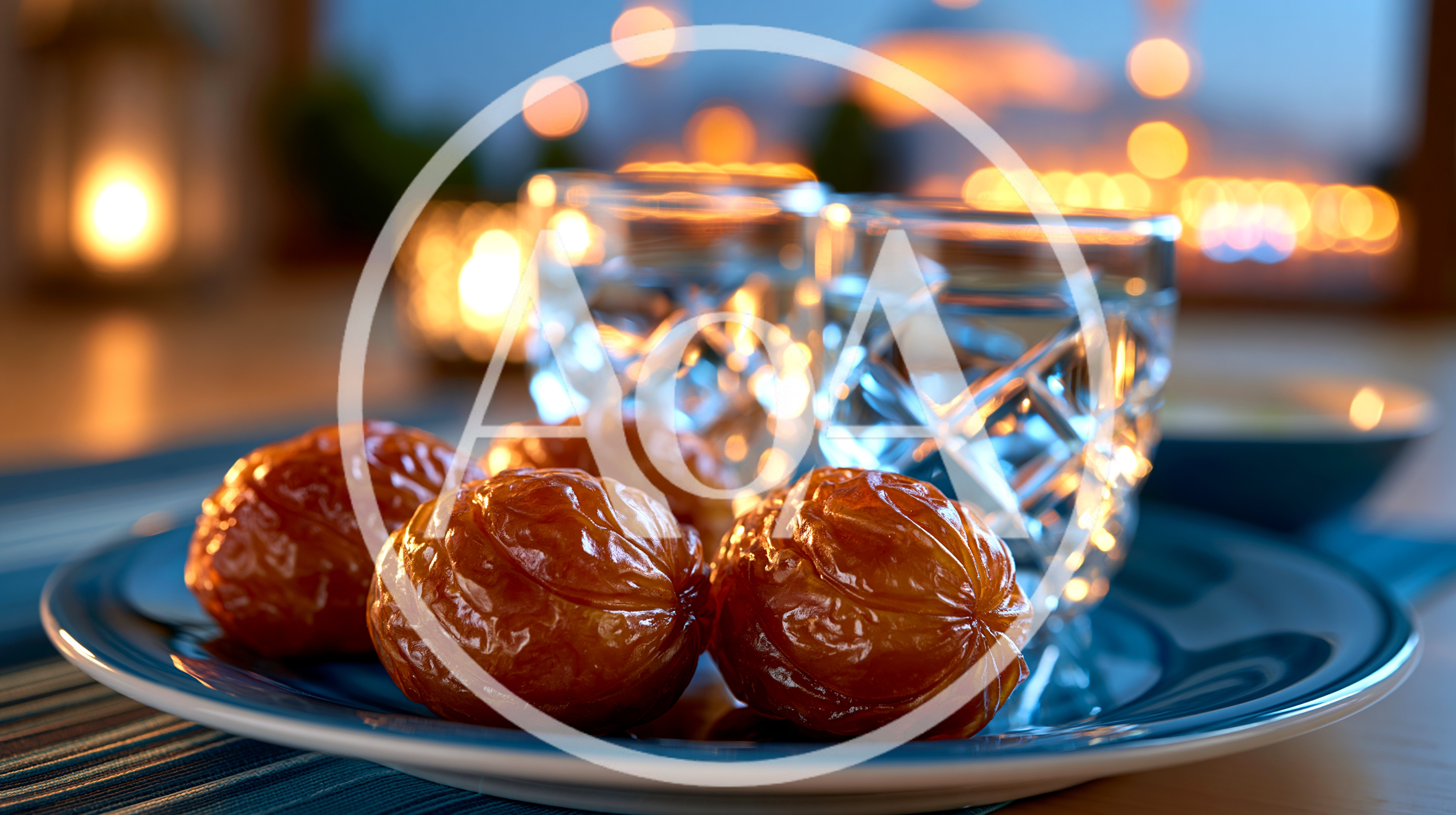 Ramadan Iftar Table With Dates And Water Glasses
