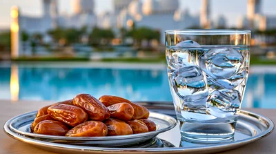 Dates And A Glass Of Water For Iftar
