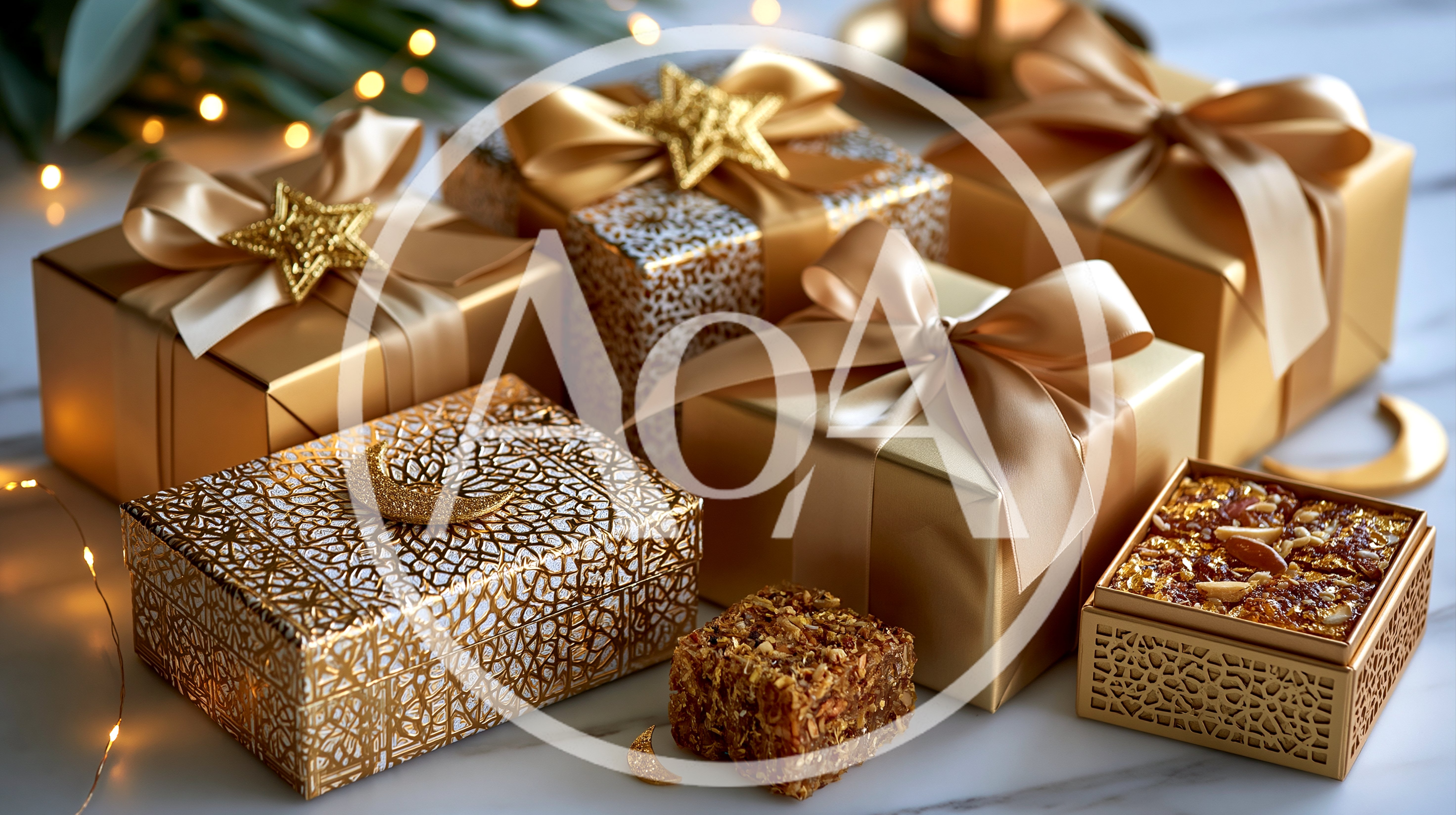 Elegant Gold Gift Boxes For Ramadan Celebration