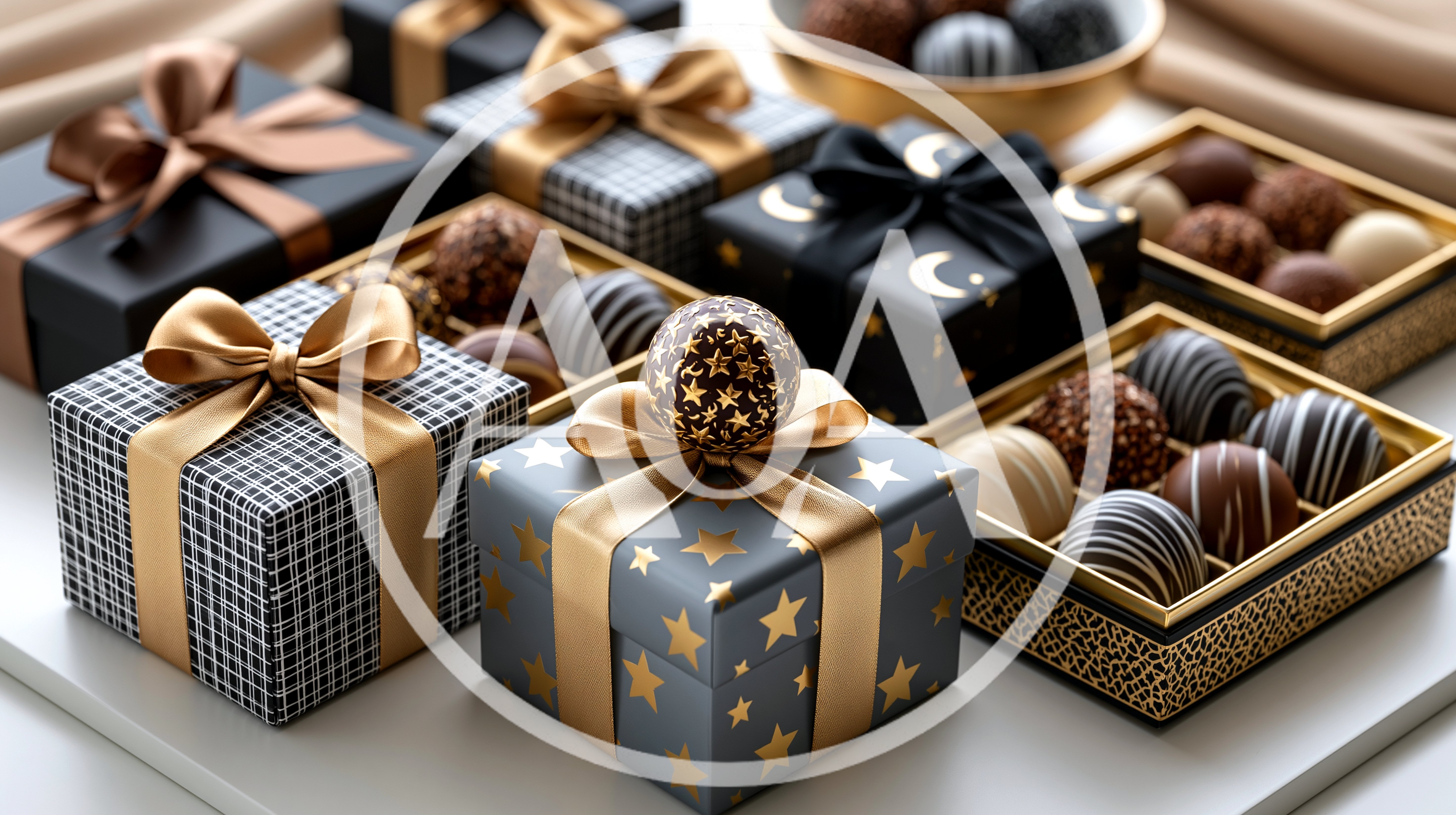 Assorted Luxury Chocolate Gift Boxes With Elegant Ribbons