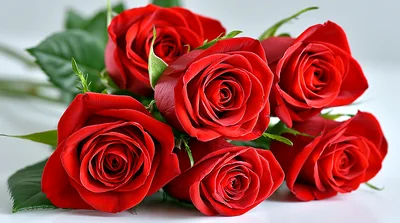 Bouquet Of Fresh Red Roses On White Background